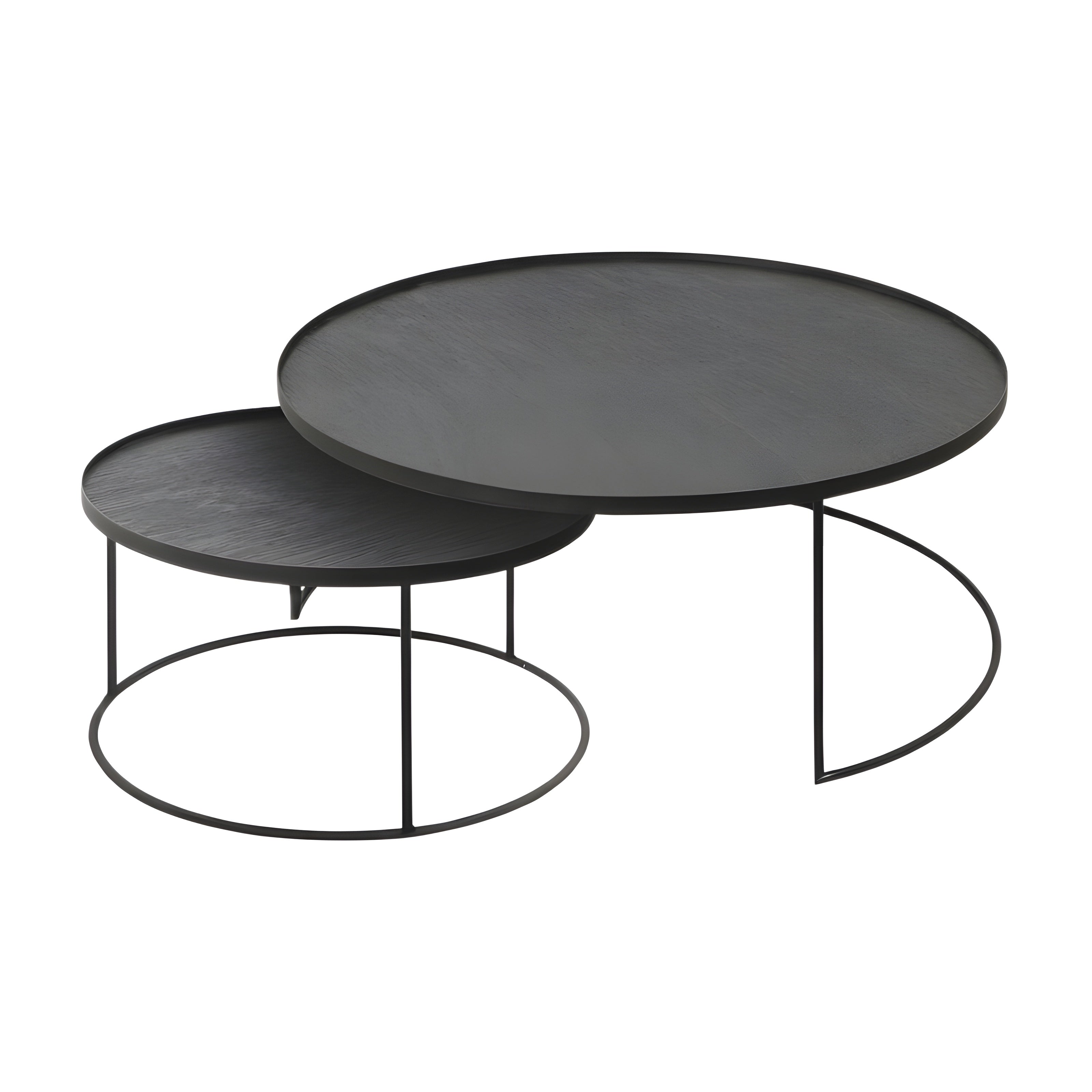 Ethnicraft Round Tray Coffee Table Set - ETH-20726