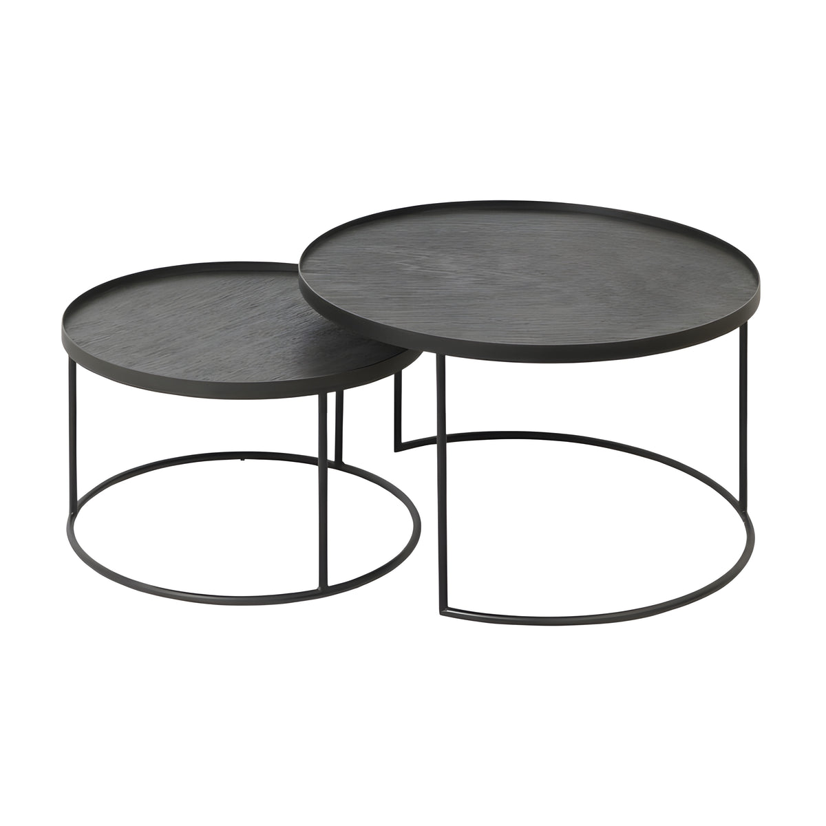 Ethnicraft Round Tray Coffee Table Set - ETH-20726