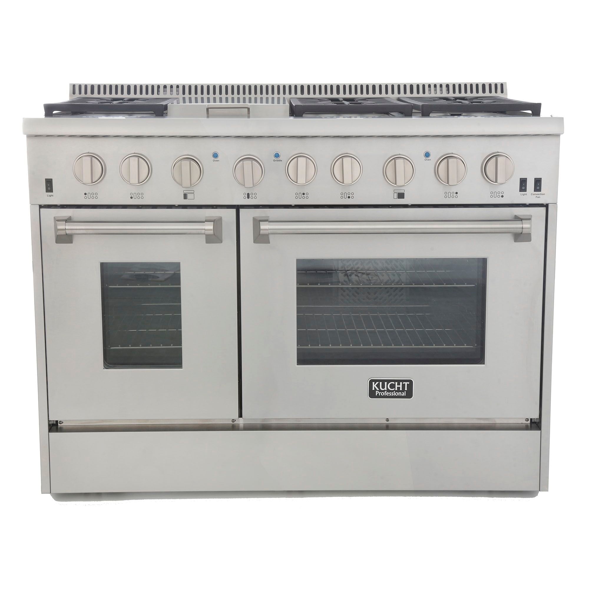 Kucht Professional 48 in. 6.7 cu ft. Natural Gas Range with Silver Knobs - KRG4804U-S