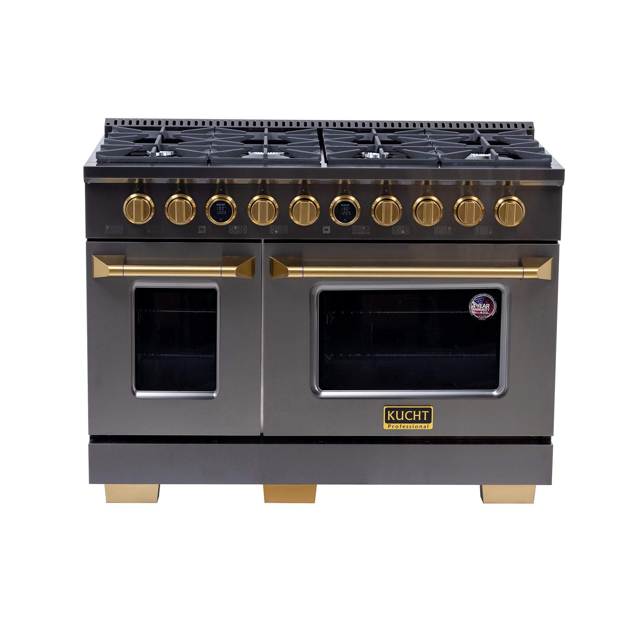Kucht 48" 8 Burner Double Oven Propane Gas Dual Fuel Range in Titanium Stainless Steel with Digital Thermostat - KXD48/LP