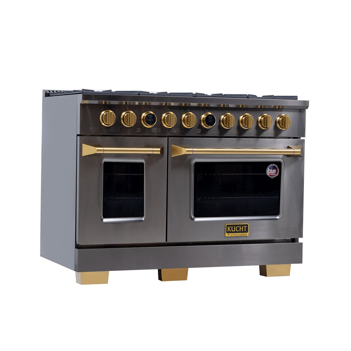 Kucht 48" 8 Burner Double Oven Natural Gas Dual Fuel Range in Titanium Stainless Steel with Digital Thermo - KXD48stat