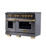 Kucht 48" 8 Burner Double Oven Natural Gas Dual Fuel Range in Titanium Stainless Steel with Digital Thermo - KXD48stat