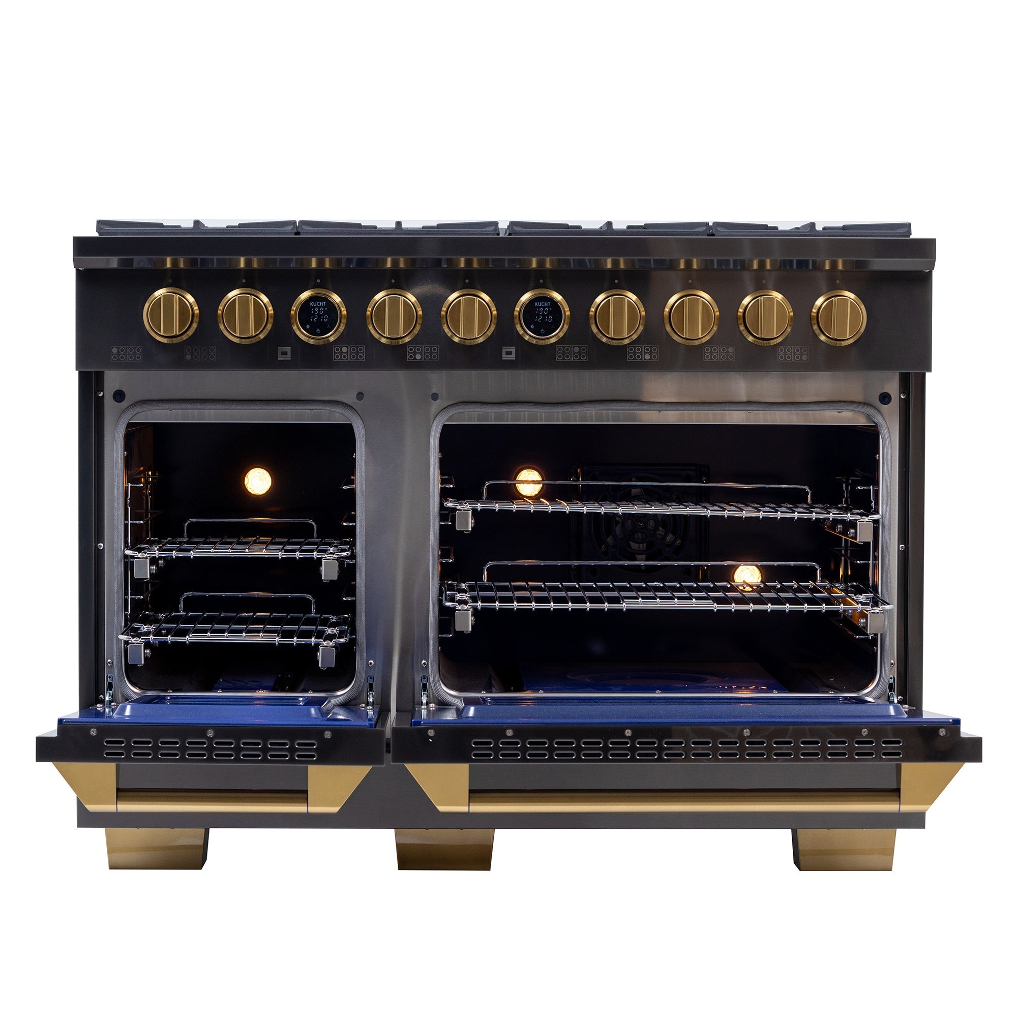Kucht 48" 8 Burner Double Oven Natural Gas Dual Fuel Range in Titanium Stainless Steel with Digital Thermo - KXD48stat