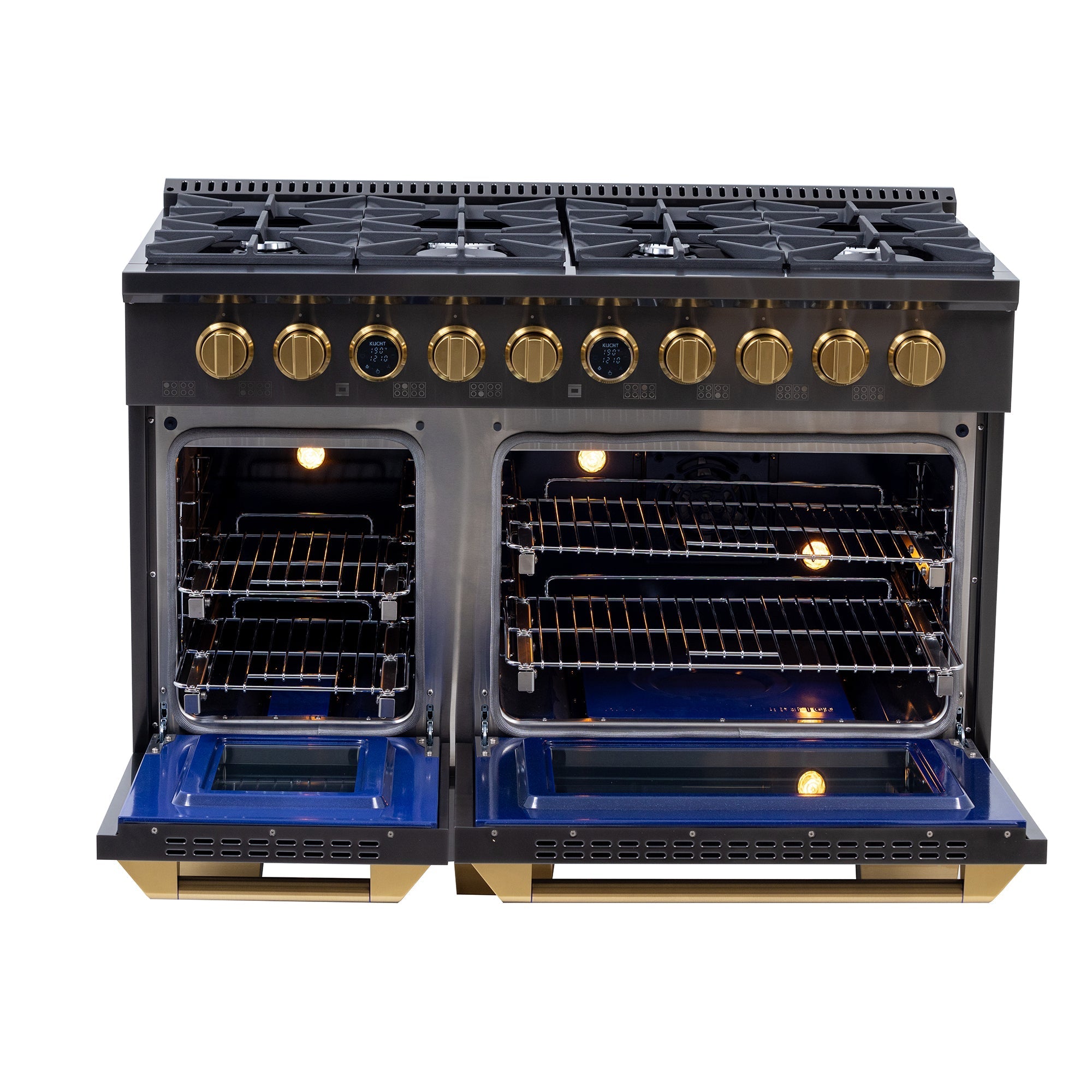 Kucht 48" 8 Burner Double Oven Natural Gas Dual Fuel Range in Titanium Stainless Steel with Digital Thermo - KXD48stat