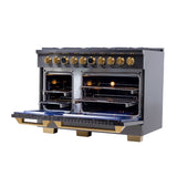 Kucht 48" 8 Burner Double Oven Natural Gas Dual Fuel Range in Titanium Stainless Steel with Digital Thermo - KXD48stat