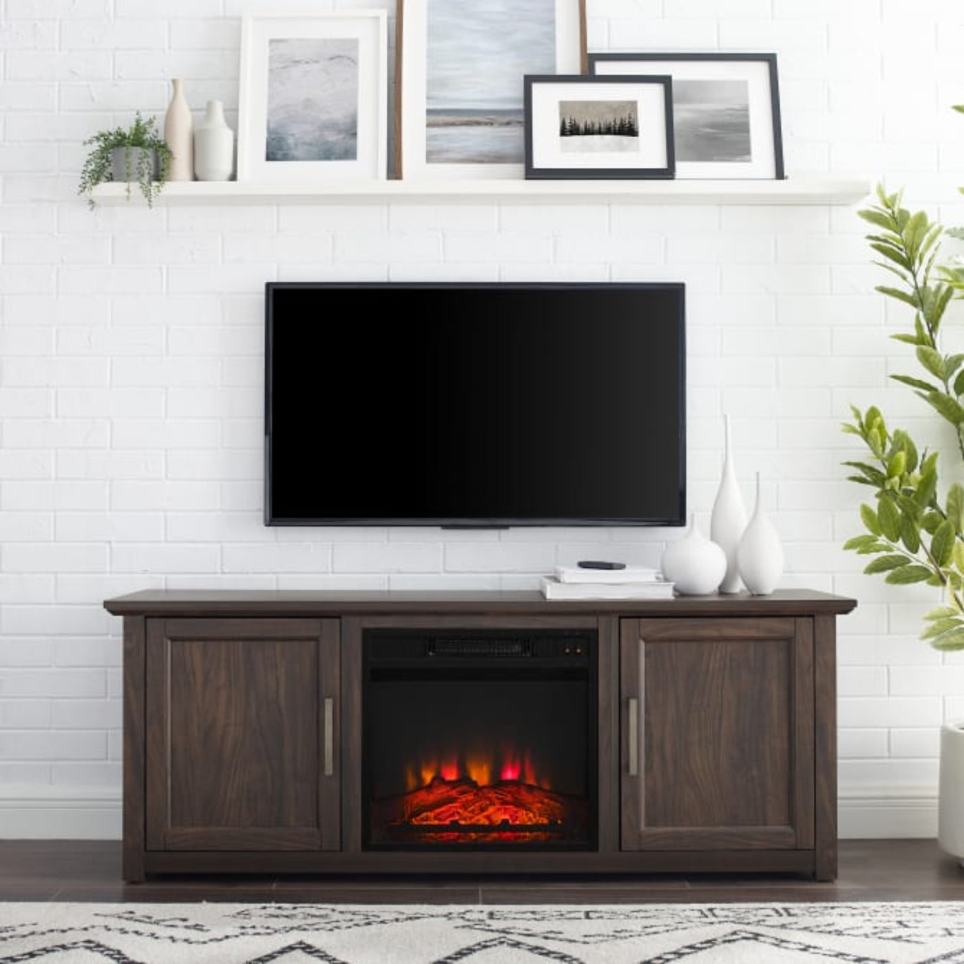 Crosley Camden 58" Low Profile Tv Stand W/Fireplace - KF100558