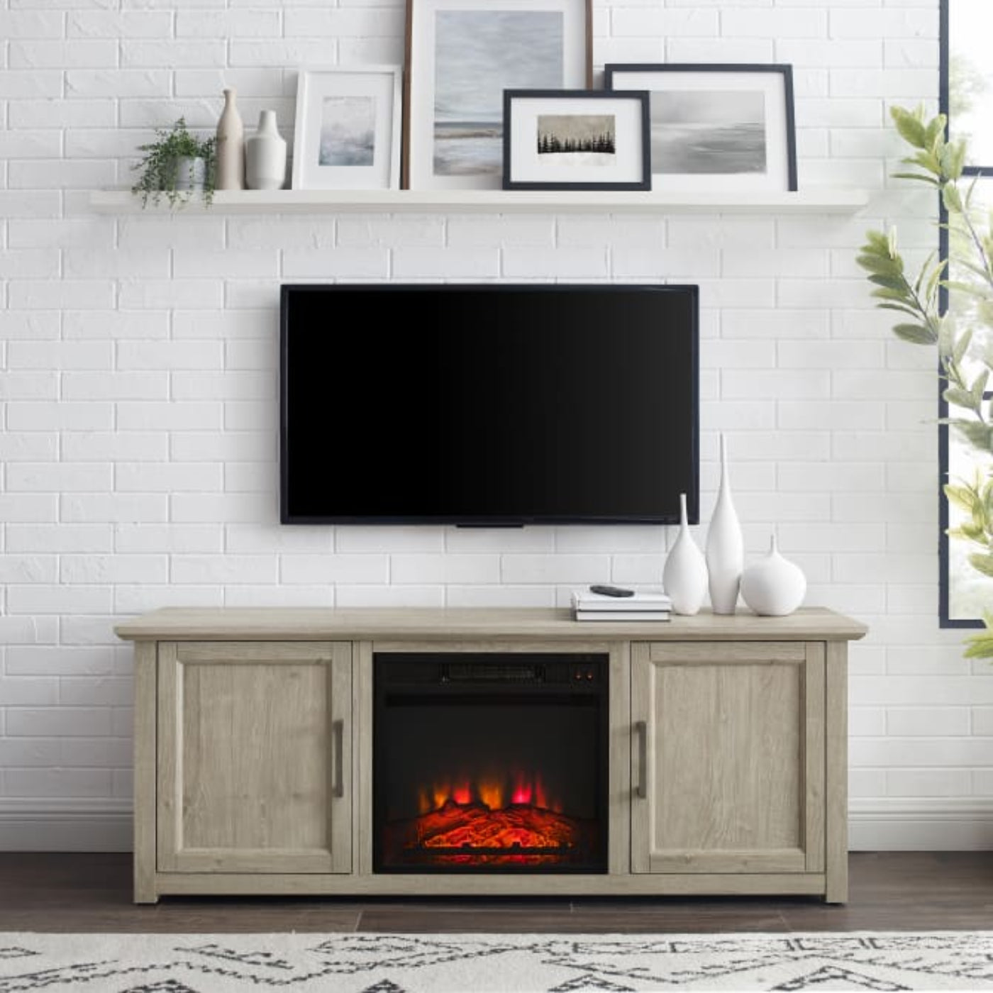 Crosley Camden 58" Low Profile Tv Stand W/Fireplace - KF100558