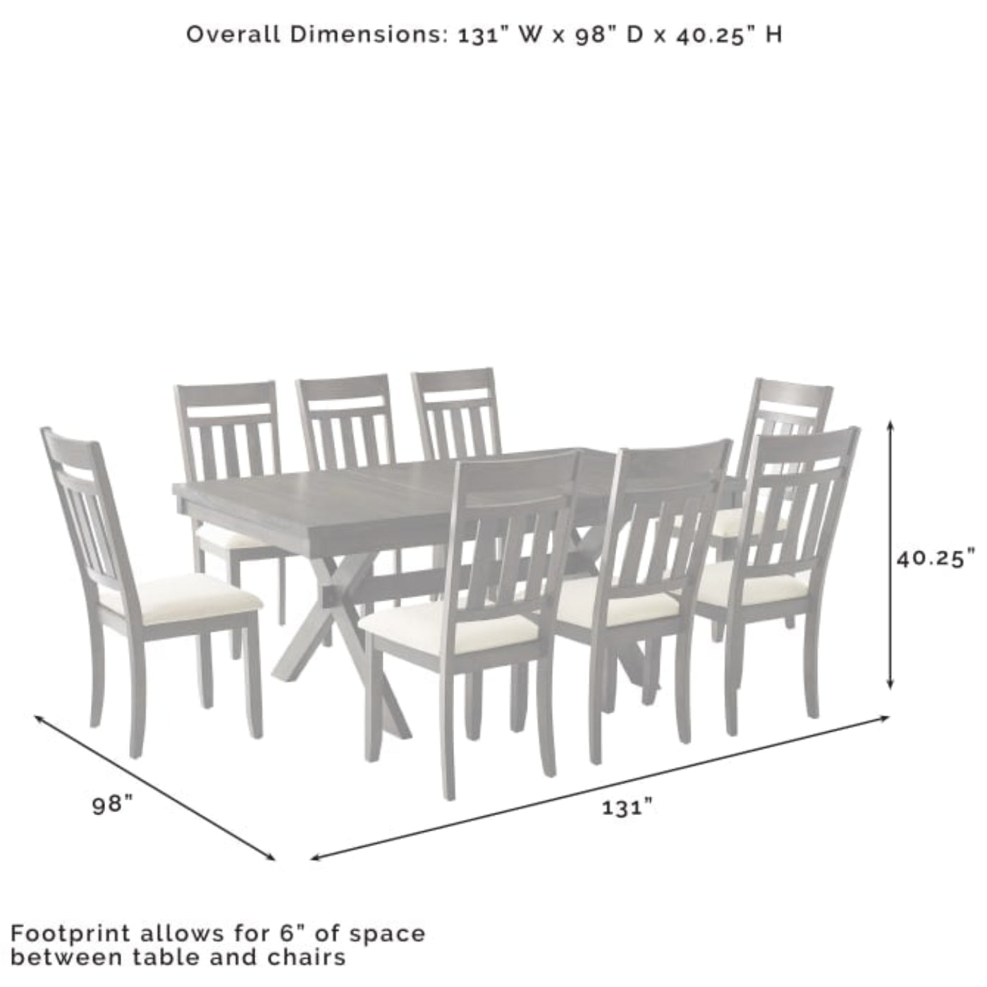 Crosley Hayden 98 Inch 9pc Dining Sets Slate - KF13022SL