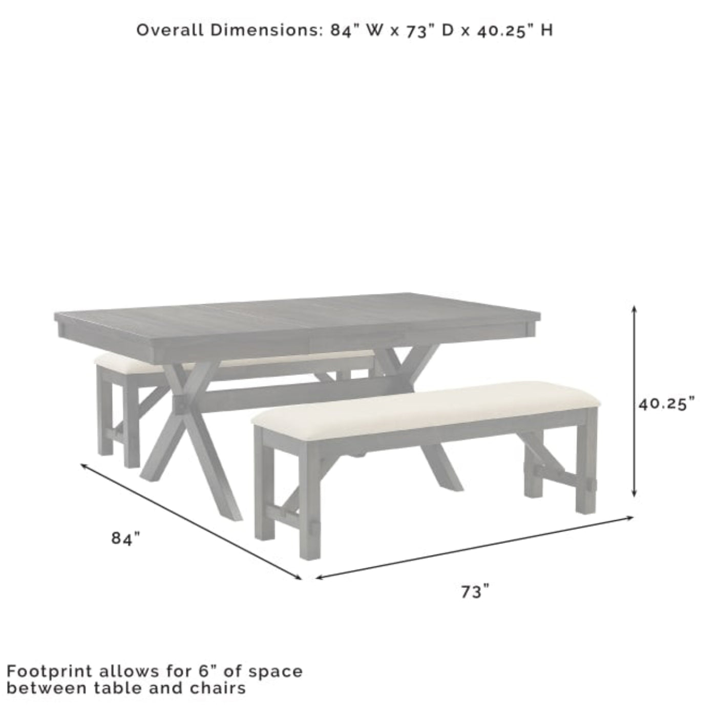 Crosley Hayden 84 Inch 3pc Dining Set - KF13024SL