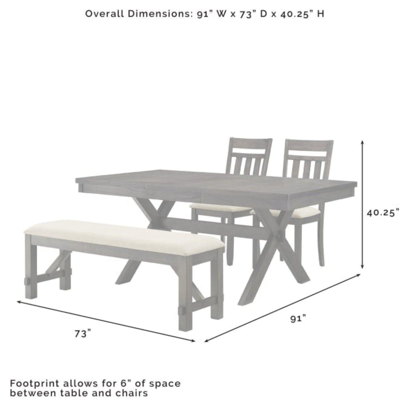 Crosley Hayden 91 Inch 4pc Dining Set - KF13025SL