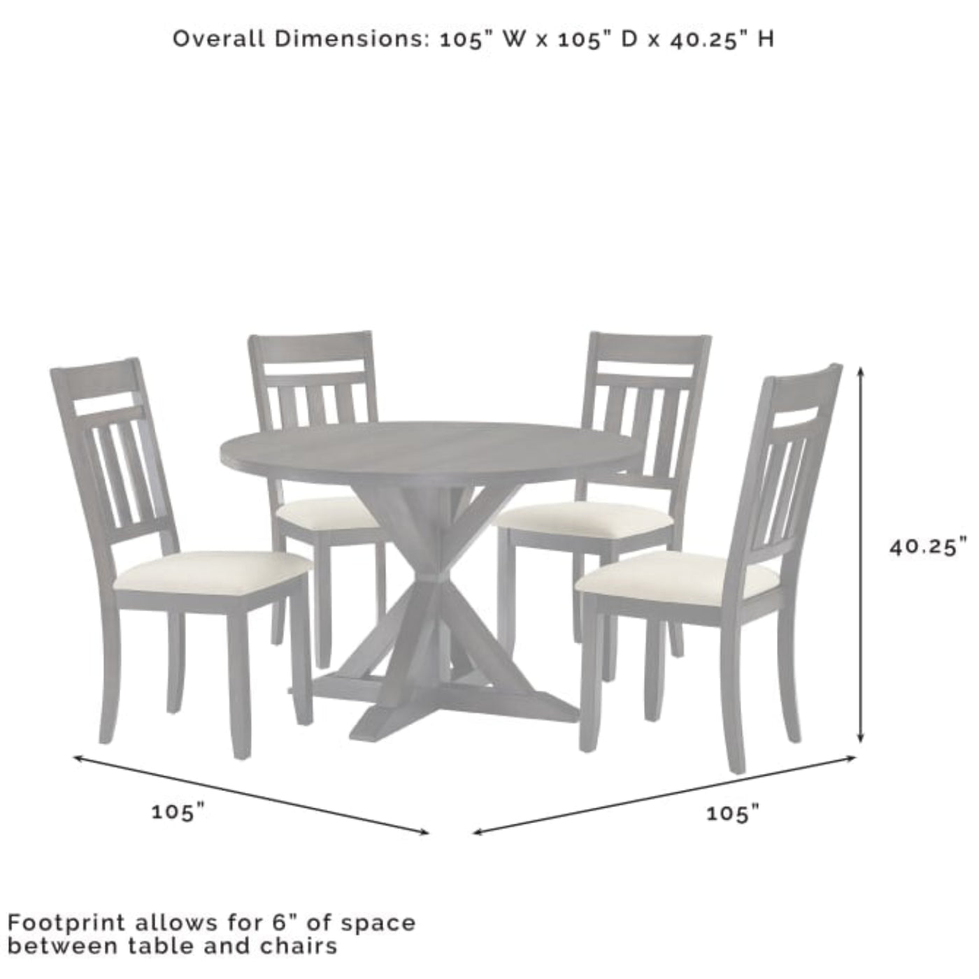 Crosley Hayden 105 Inch 5pc Round Dining Set Slate - KF13027SL