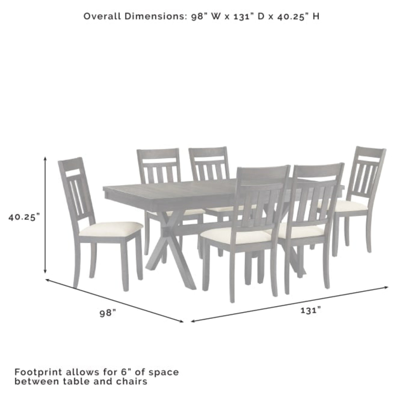 Crosley Hayden 98 Inch 7pc Dining Set Slate - KF13029SL