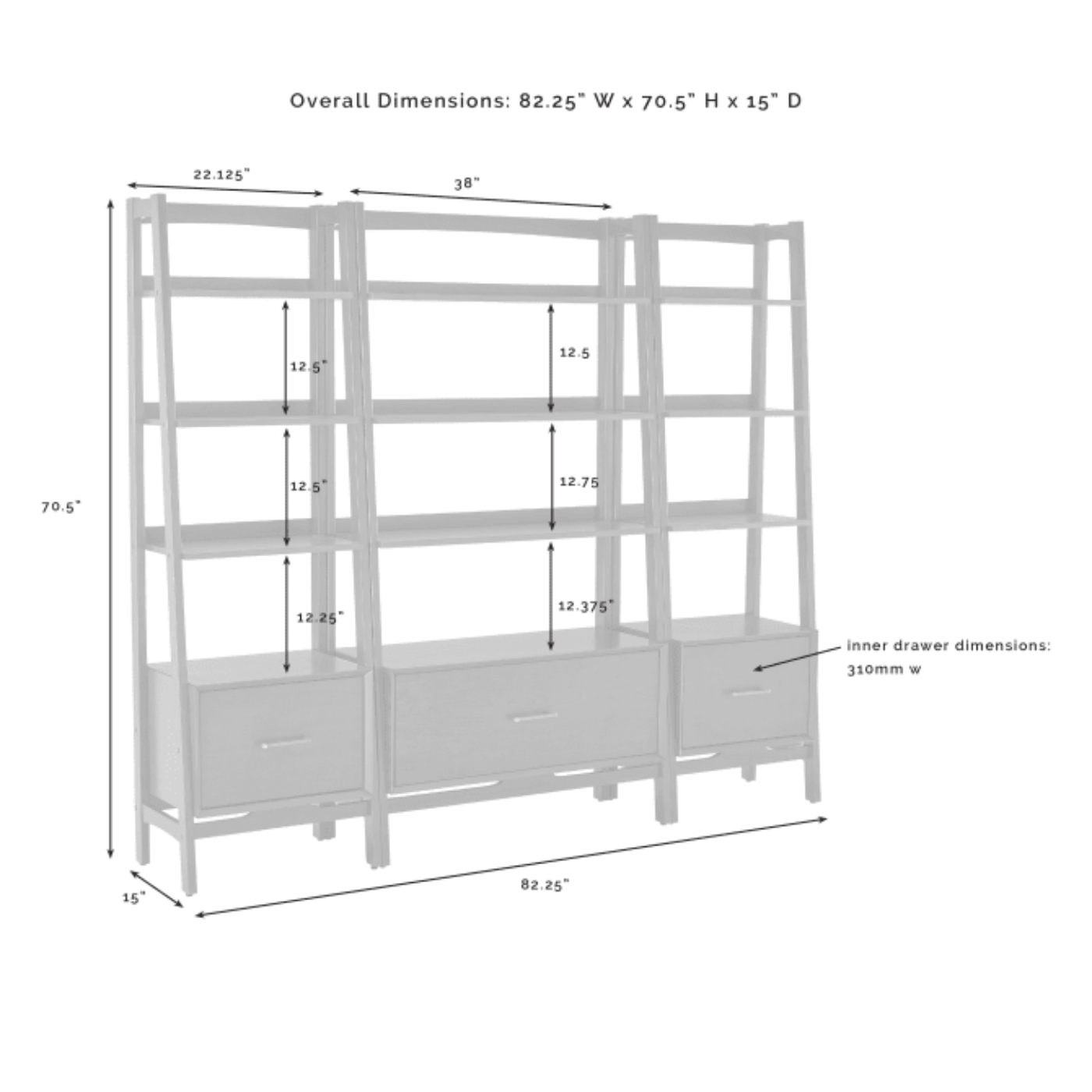Crosley Landon 82.25 Inch 3pc Etagere Set - KF13040