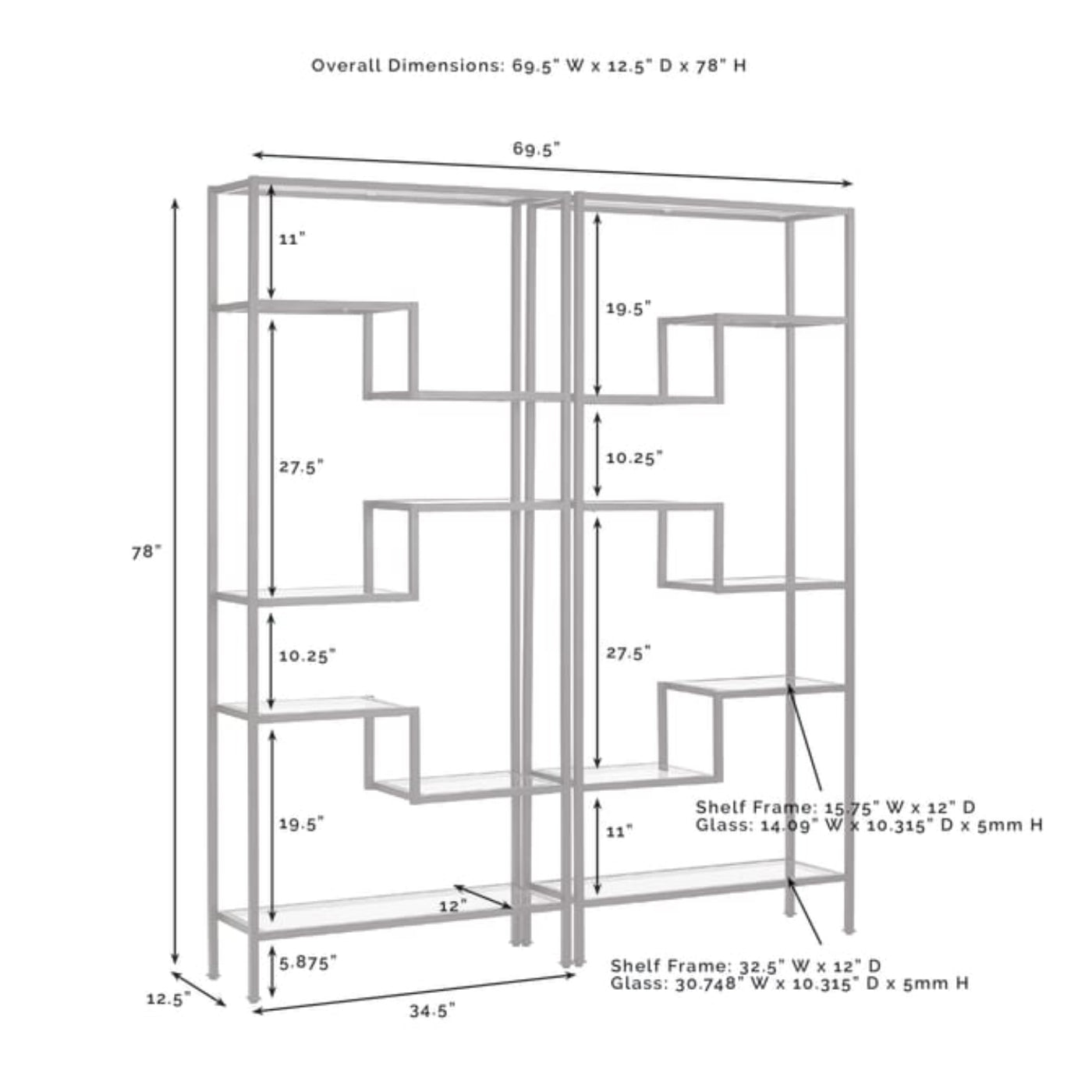 Crosley Sloane 69.50 Inch 2pc Etagere Set - KF13051