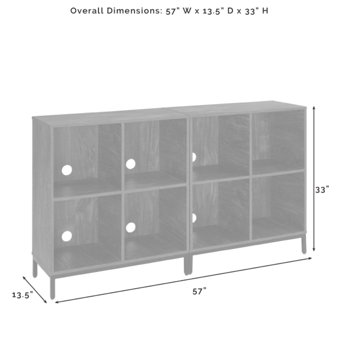 Crosley Jacobsen 57 Inch 2pc Record Storage Cube Bookcase Set - KF13059BR