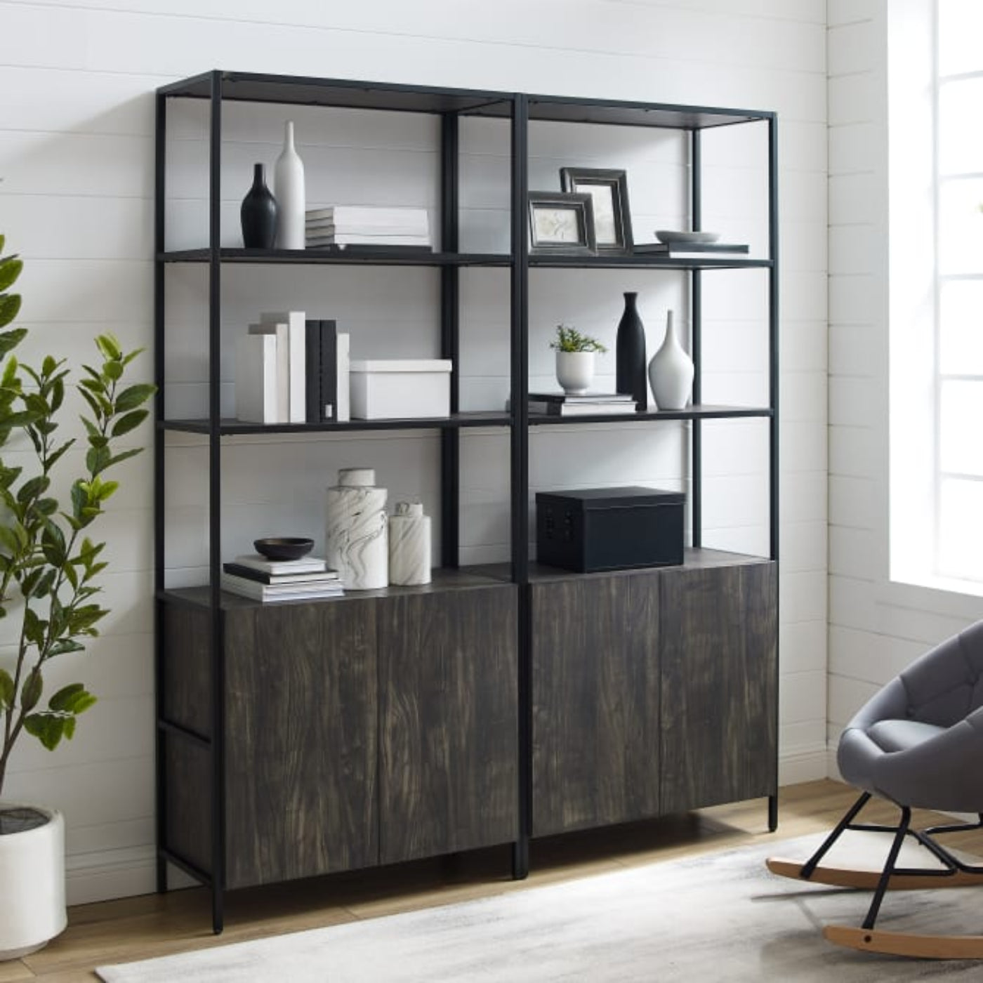Crosley Jacobsen 68 Inch 2pc Etagere Set Brown-Ash - KF13090BR