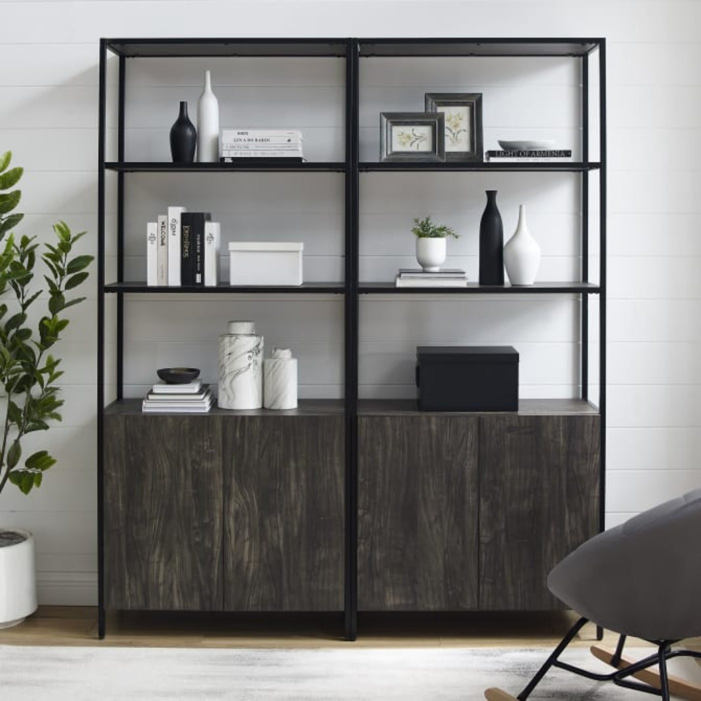 Crosley Jacobsen 68 Inch 2pc Etagere Set Brown-Ash - KF13090BR