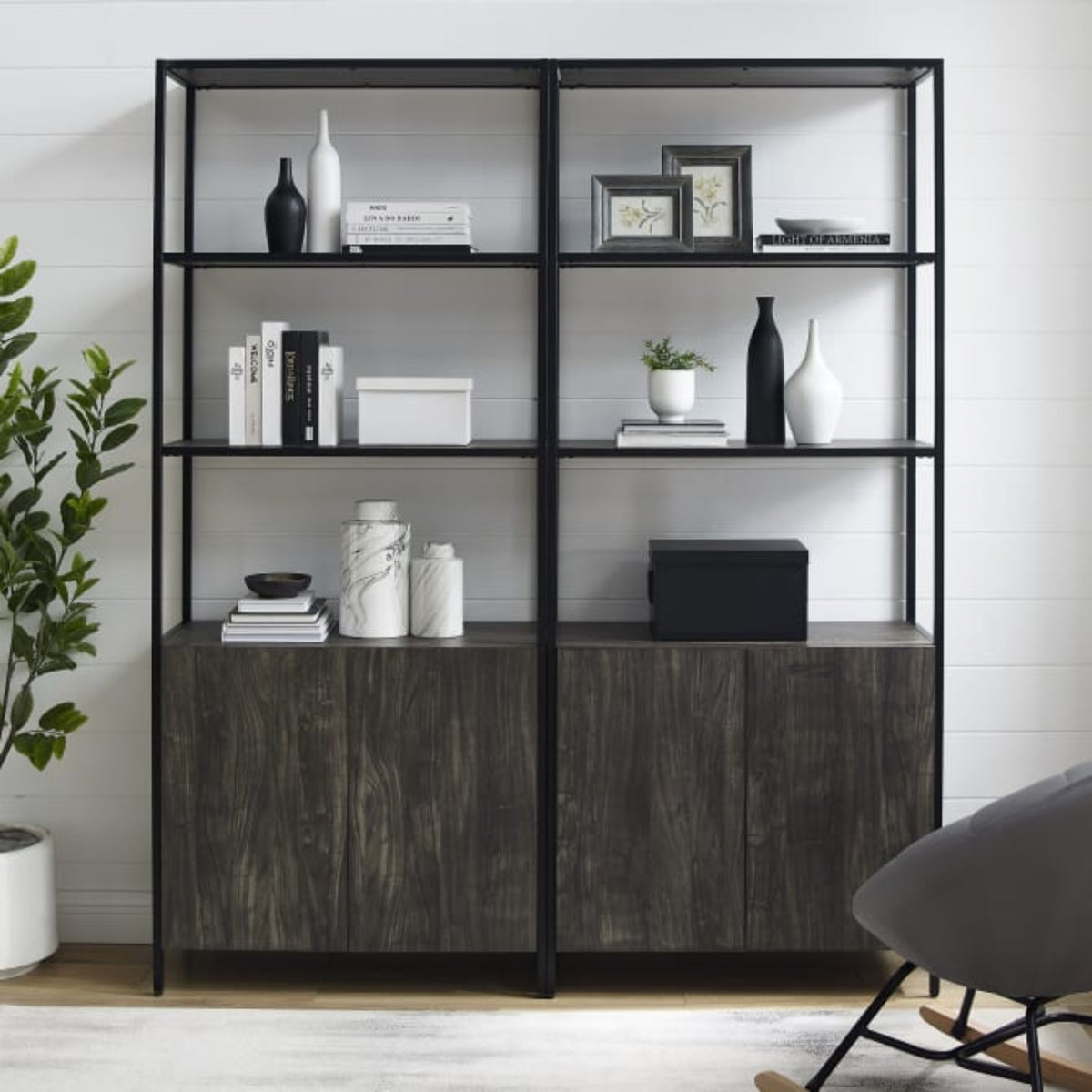 Crosley Jacobsen 68 Inch 2pc Etagere Set Brown-Ash - KF13090BR