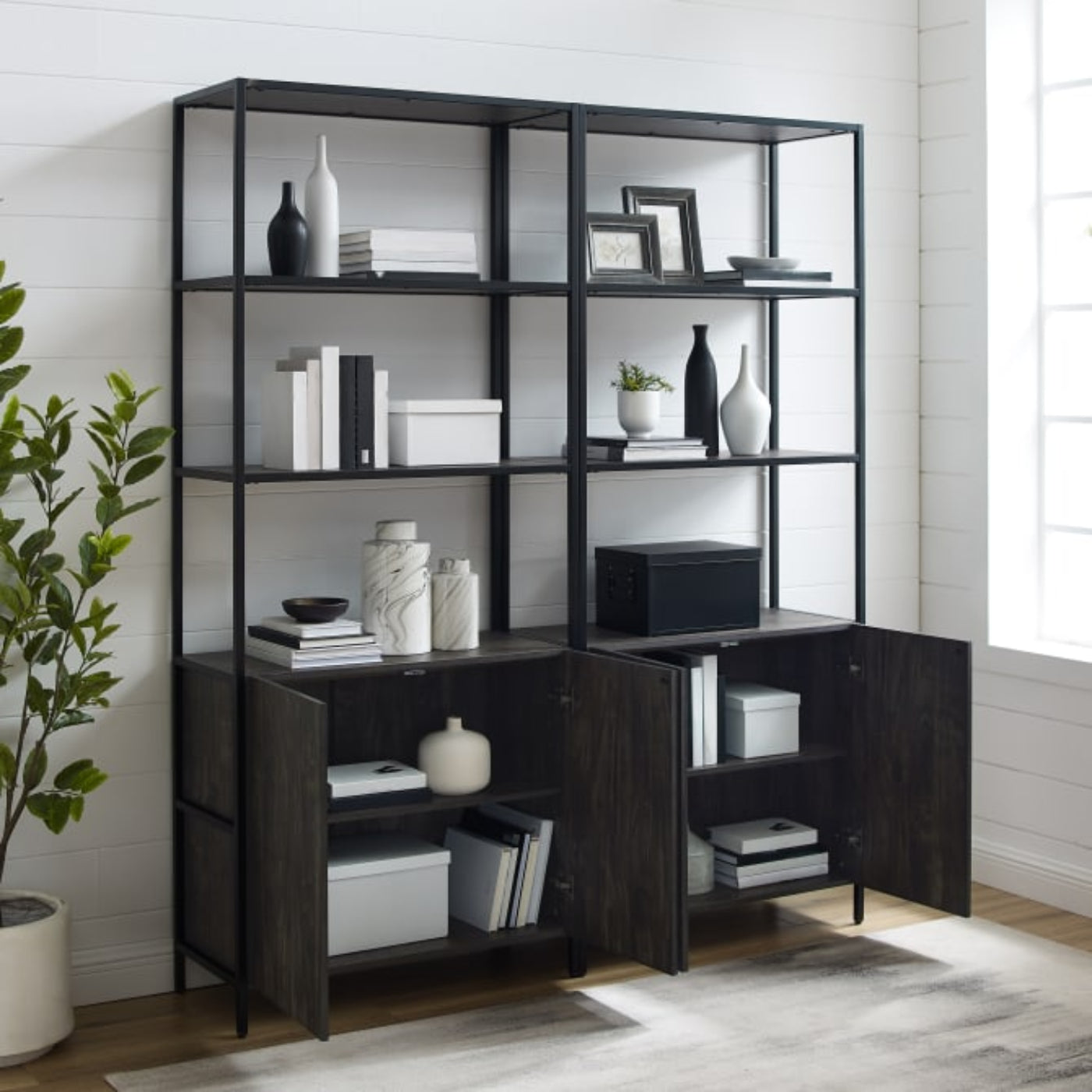 Crosley Jacobsen 68 Inch 2pc Etagere Set Brown-Ash - KF13090BR