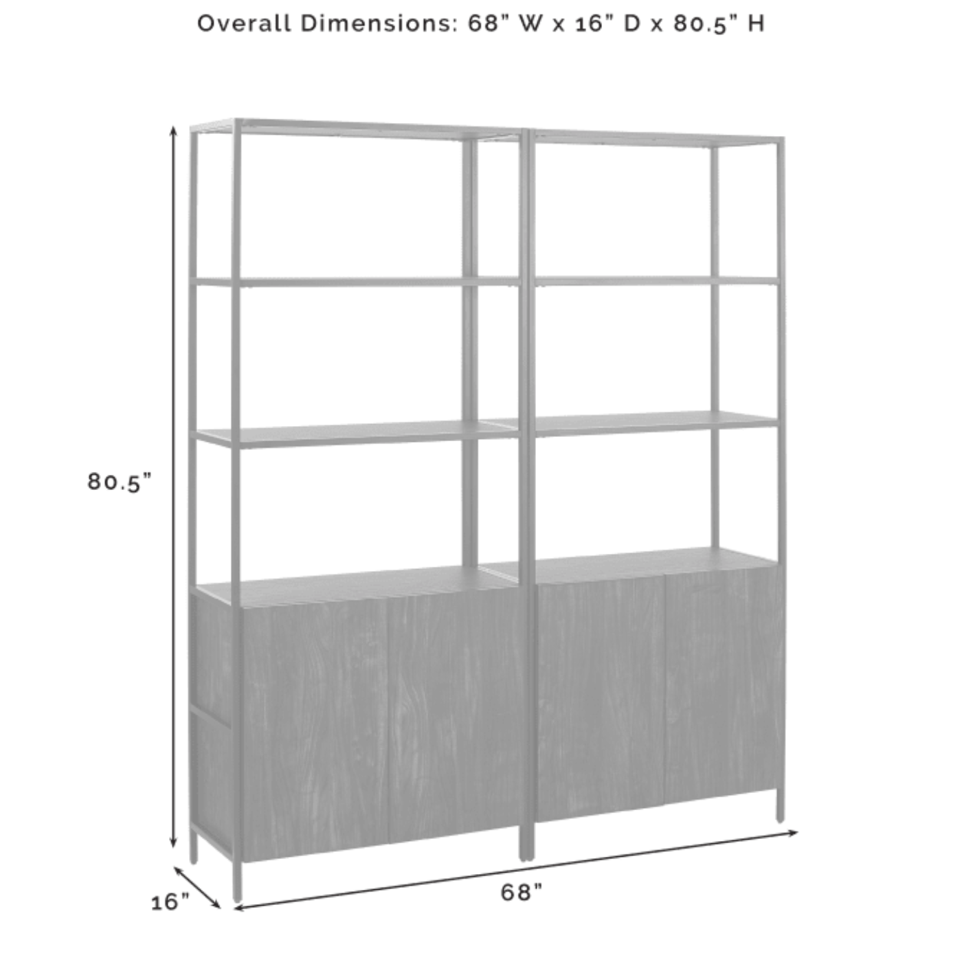 Crosley Jacobsen 68 Inch 2pc Etagere Set Brown-Ash - KF13090BR