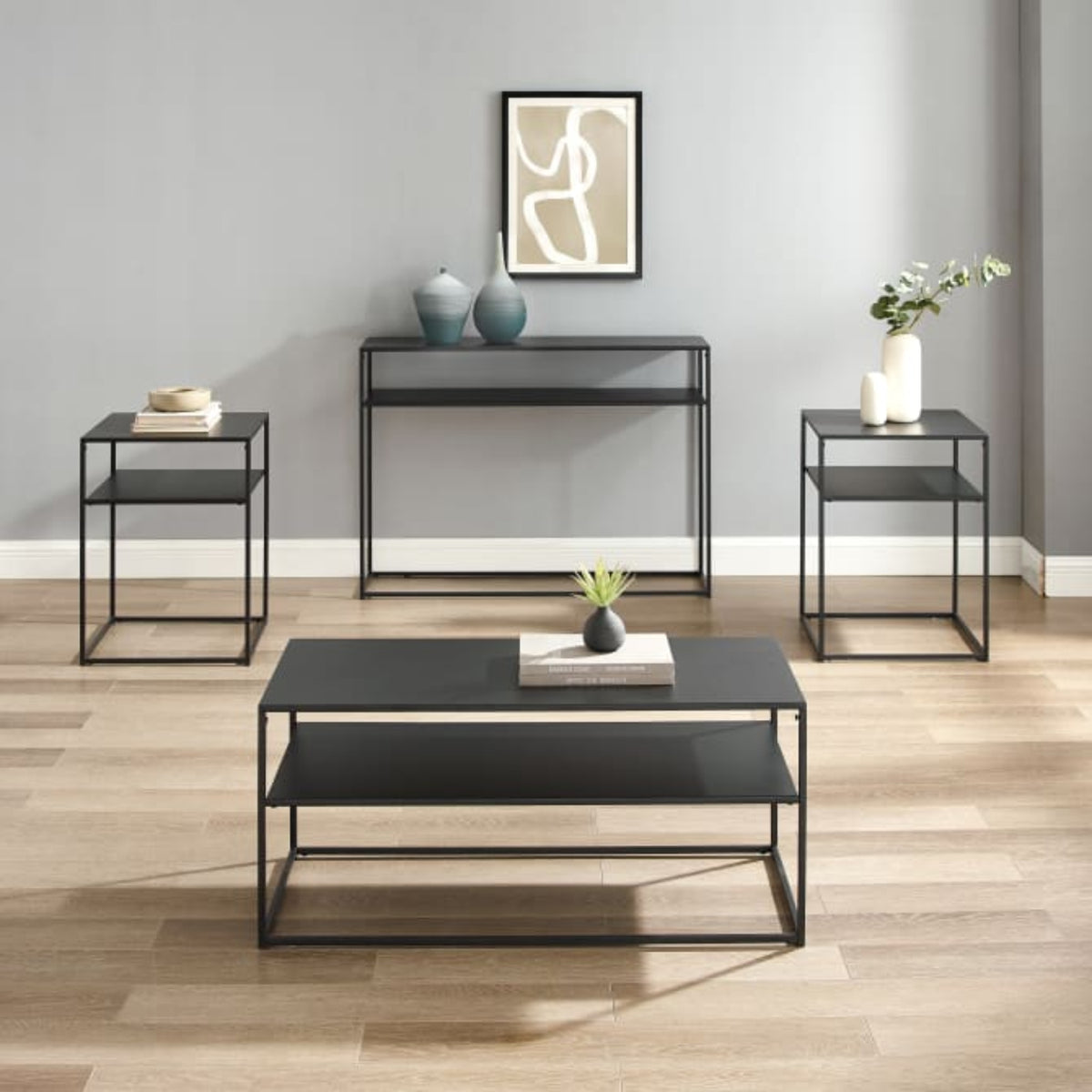 Crosley Braxton 3pc Coffee Table Set Matte-Black - KF14005MB