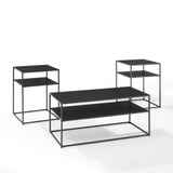 Crosley Braxton 3pc Coffee Table Set Matte-Black - KF14007MB