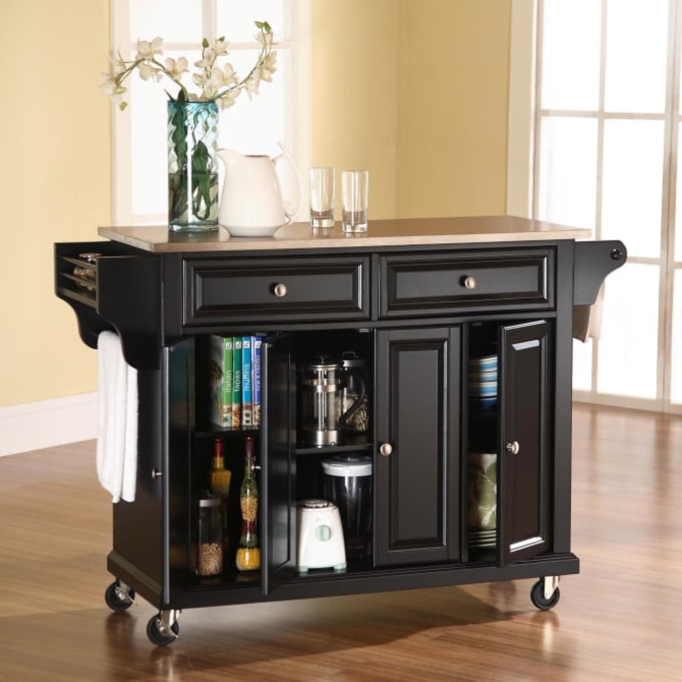 Crosley Full Size 51.50 Inch Stainless Steel Top Kitchen Cart - KF30002E