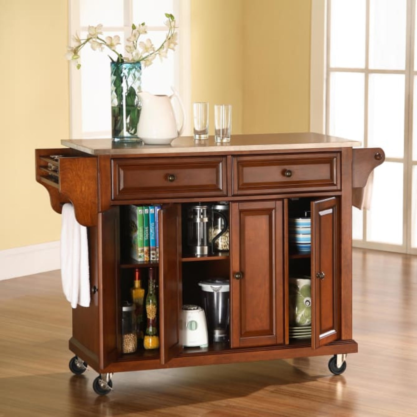 Crosley Full Size 51.50 Inch Stainless Steel Top Kitchen Cart - KF30002E
