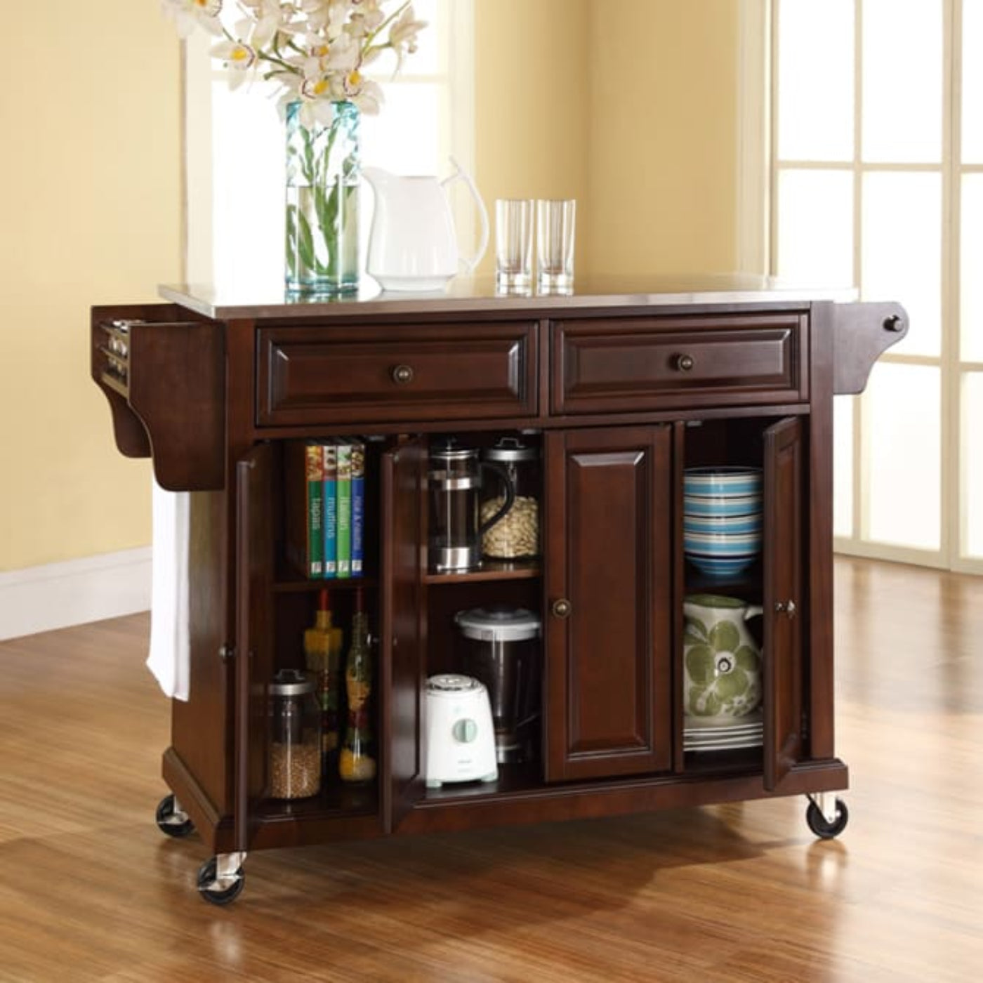 Crosley Full Size 51.50 Inch Stainless Steel Top Kitchen Cart - KF30002E