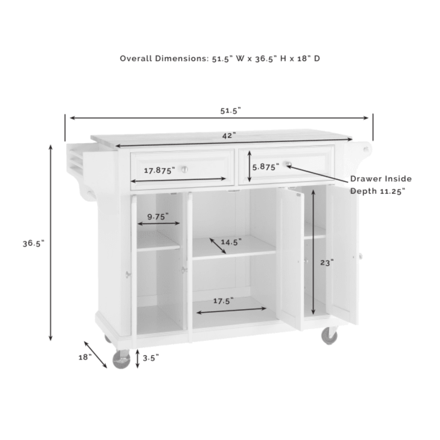 Crosley Full Size 51.50 Inch Granite Top Kitchen Cart -  KF30005E