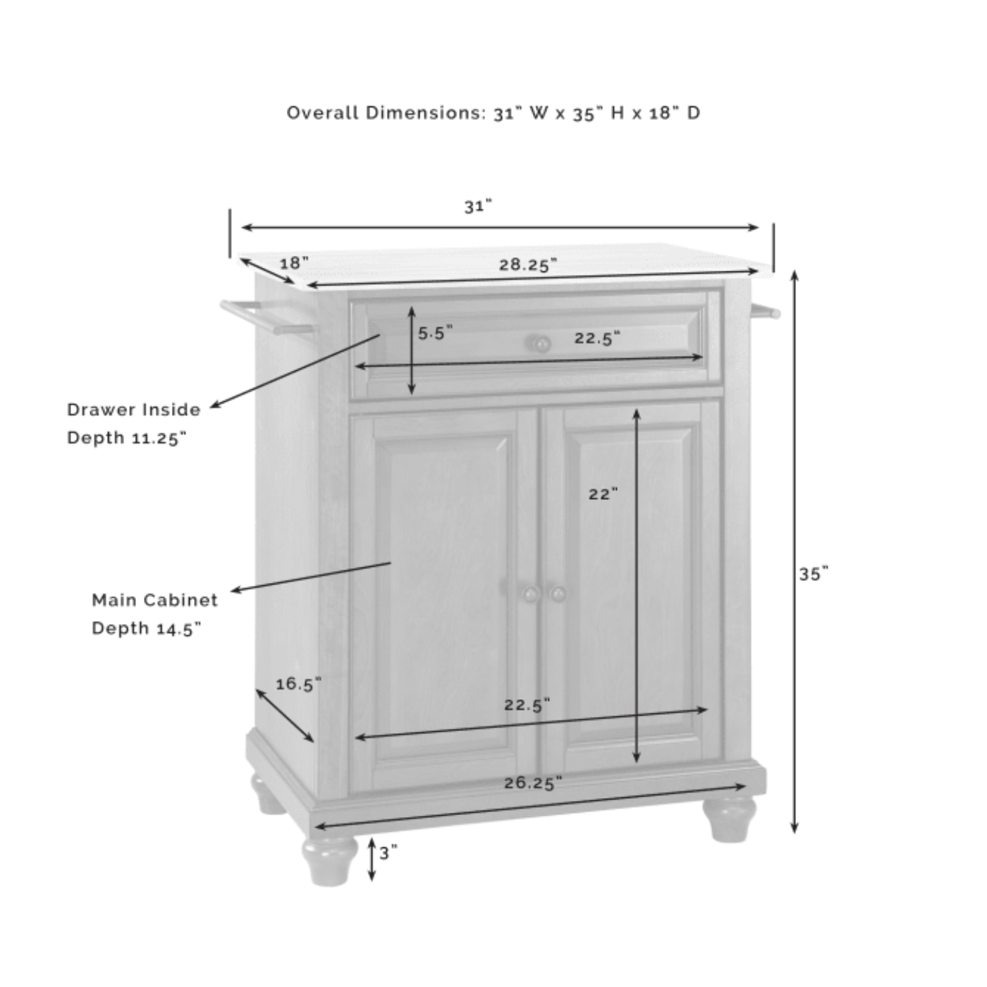 Crosley Cambridge 31 Inch Stainless Steel Top Portable Kitchen Island/Cart - KF30022D