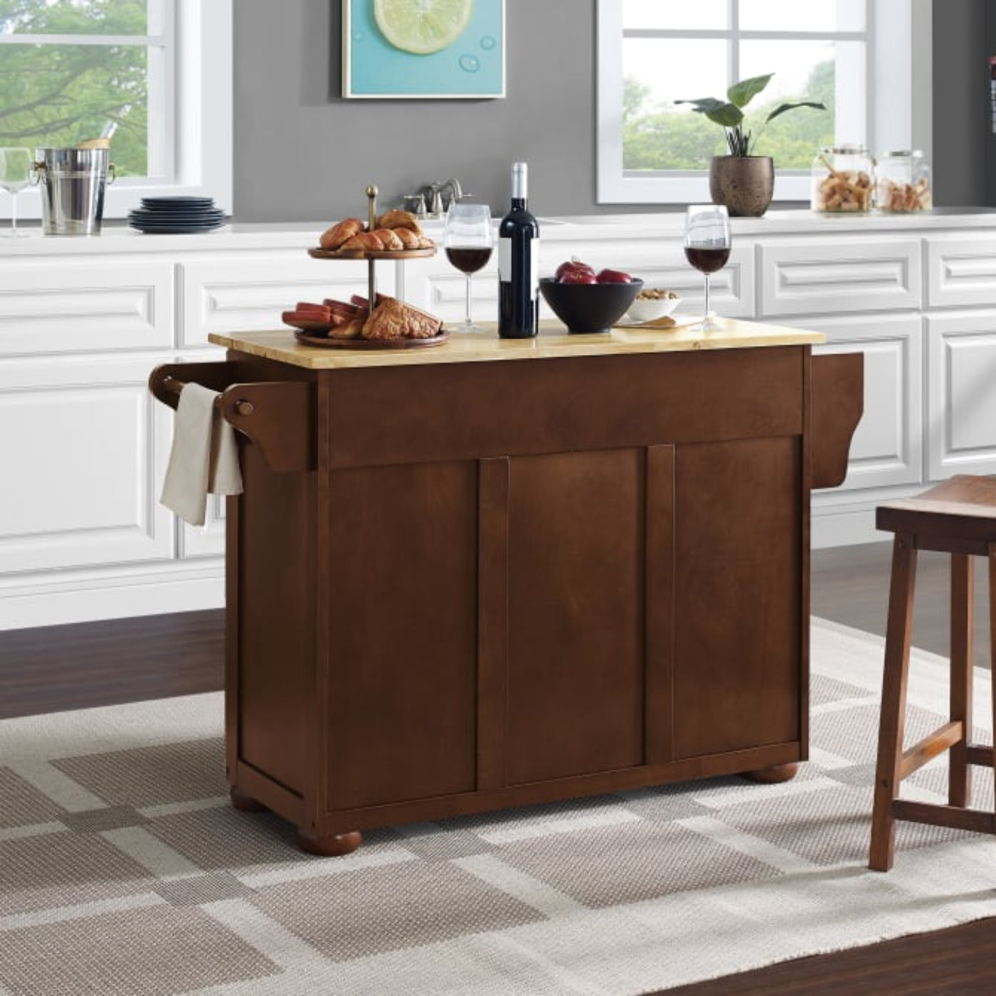 Crosley Eleanor 51.50 Inch Wood Top Kitchen Island Mahogany - KF30171A