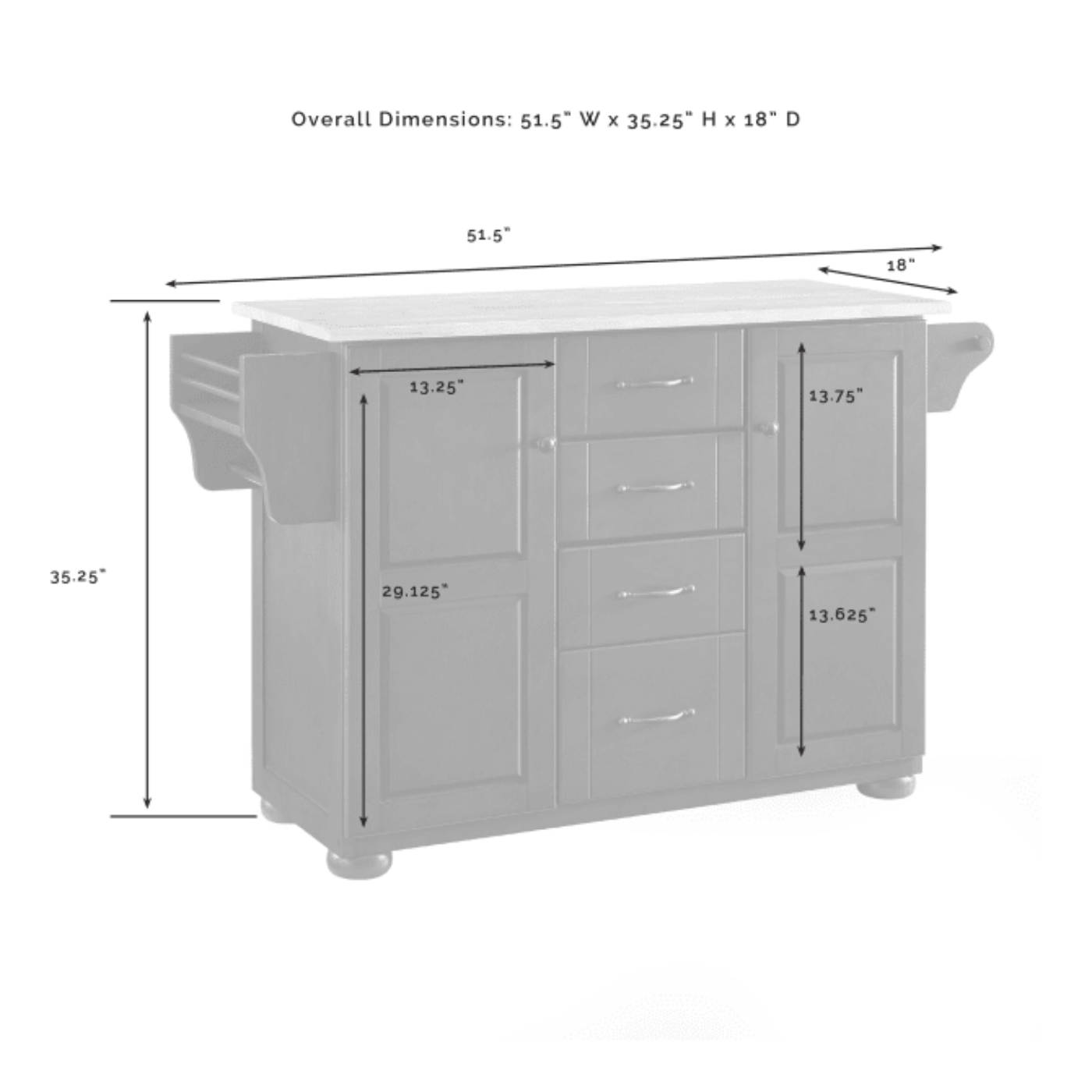 Crosley Eleanor 51.50 Inch Granite Top Kitchen Island - KF30173AMA