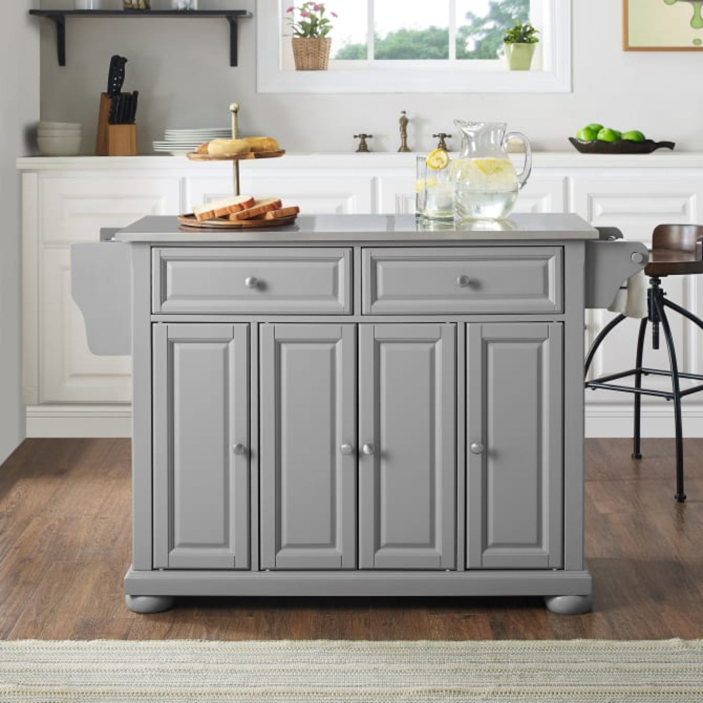 Crosley Alexandria 51.50 Inch Stainless Steel Top Kitchen Island/Cart - KF30202AGY