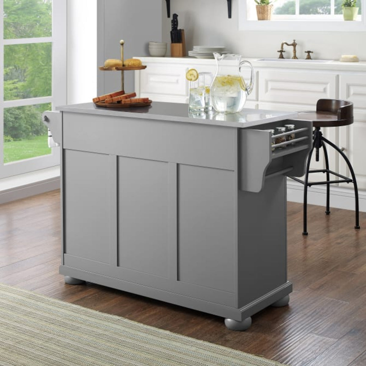 Crosley Alexandria 51.50 Inch Stainless Steel Top Kitchen Island/Cart - KF30202AGY