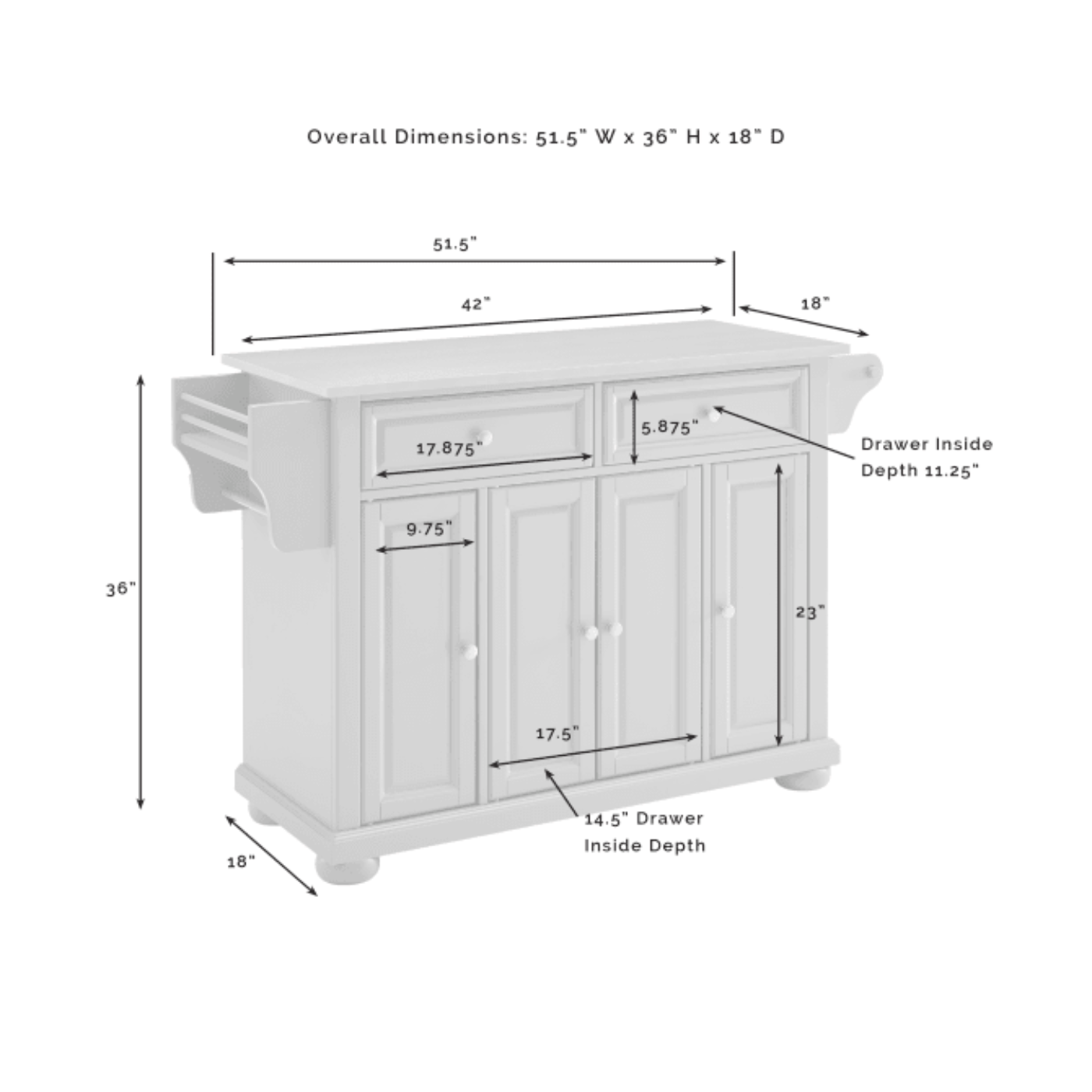 Crosley Alexandria 51.50 Inch Stainless Steel Top Kitchen Island/Cart - KF30202AGY