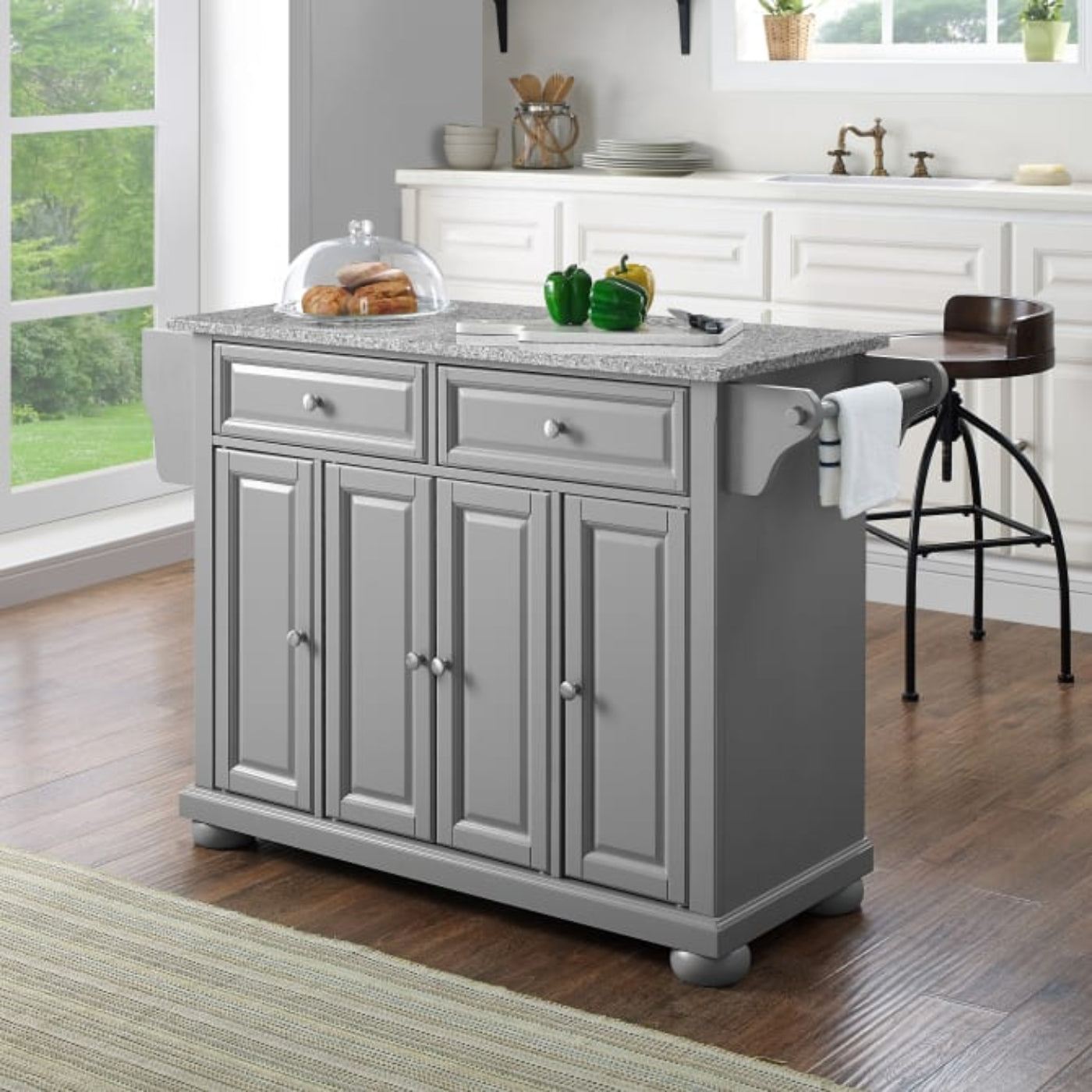 Crosley Alexandria 51.50 Inch Granite Top Full Size Kitchen Island/Cart - KF30203AGY