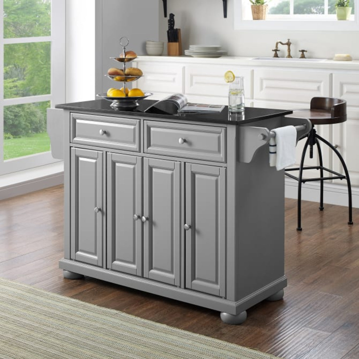 Crosley Alexandria 51.50 Inch Granite Top Full Size Kitchen Island/Cart - KF30204AGY