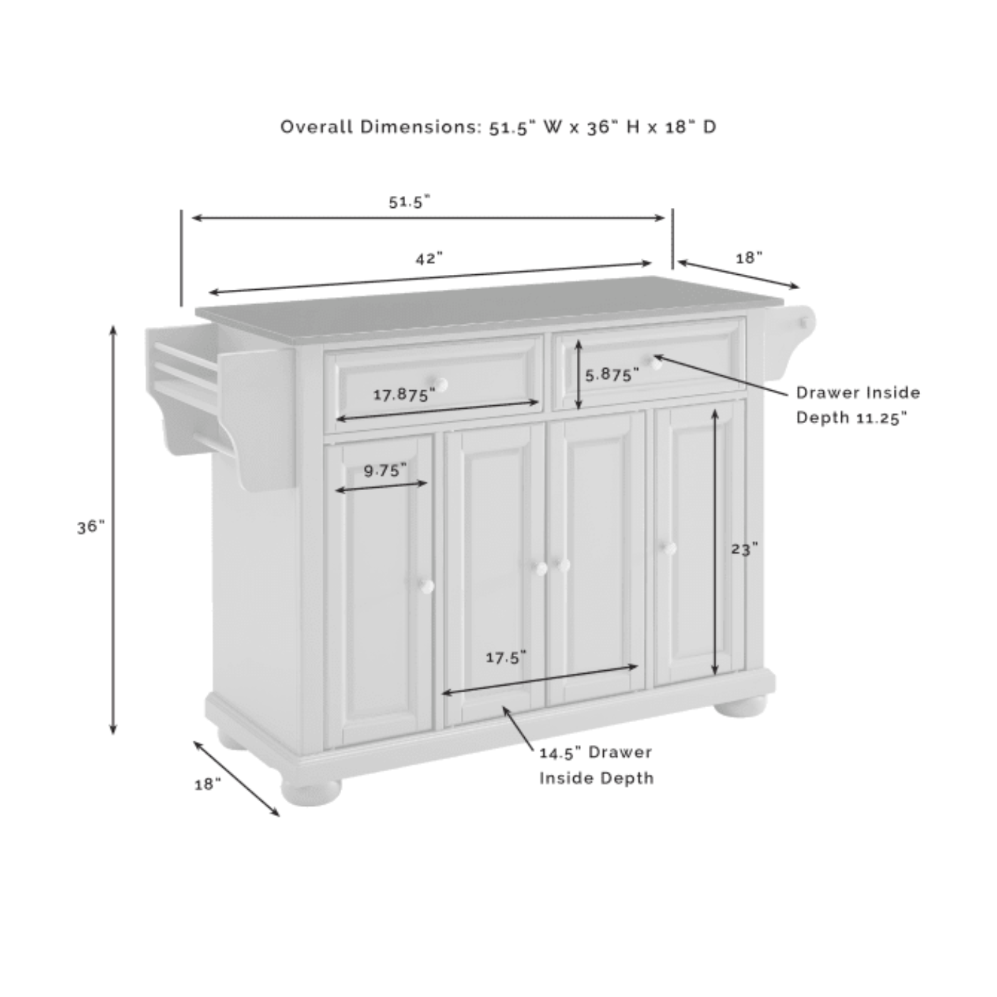 Crosley Alexandria 51.50 Inch Granite Top Full Size Kitchen Island/Cart - KF30205AGY