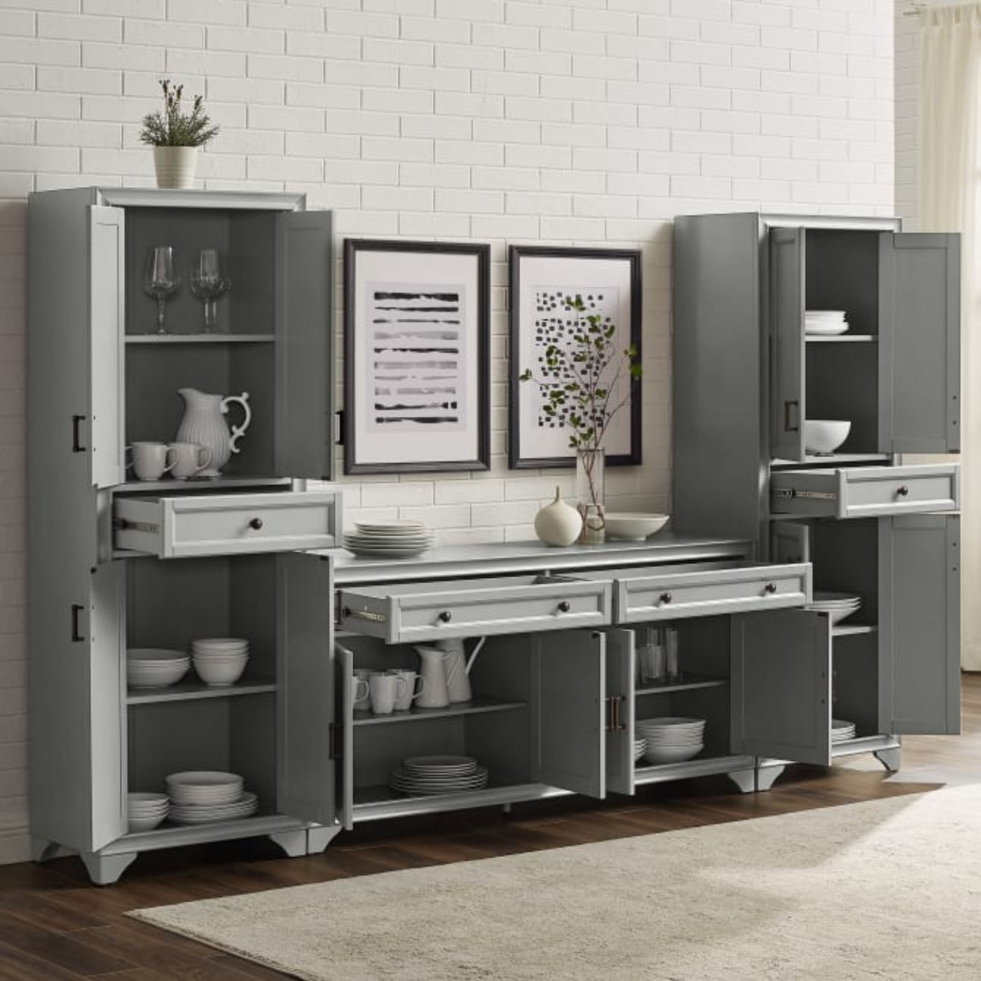 Crosley Tara 3pc Sideboard And Pantry Set - KF33012