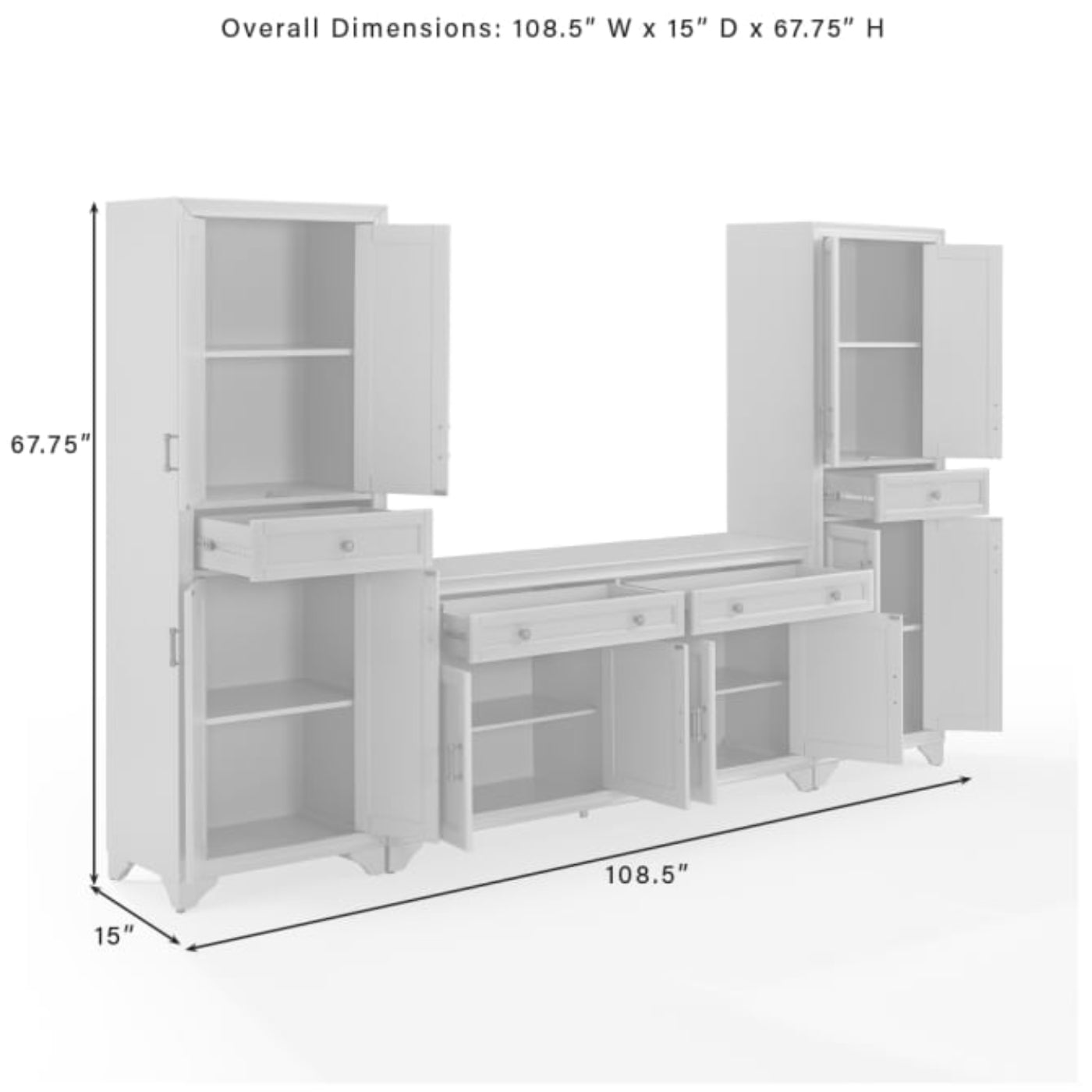 Crosley Tara 3pc Sideboard And Pantry Set - KF33012