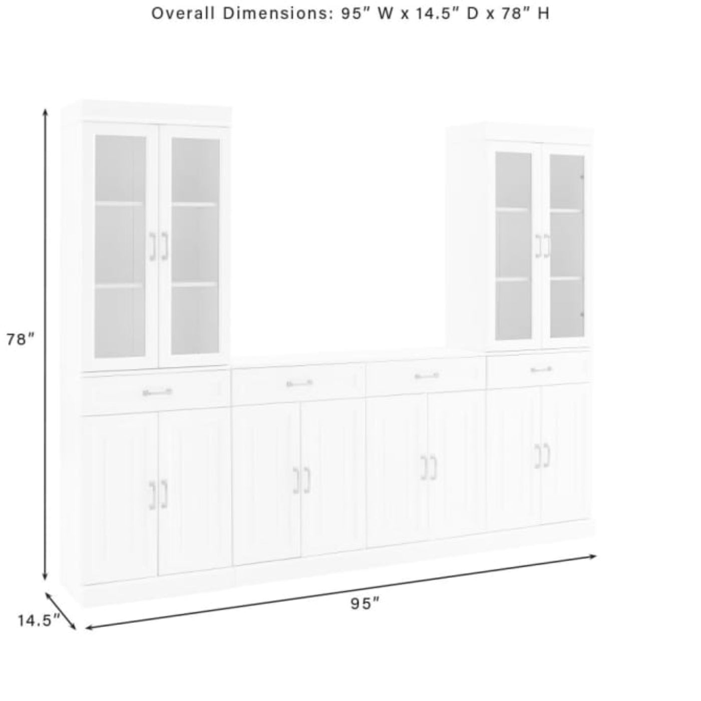 Crosley Stanton 3pc Sideboard And Glass Door Pantry Set White - KF33036WH
