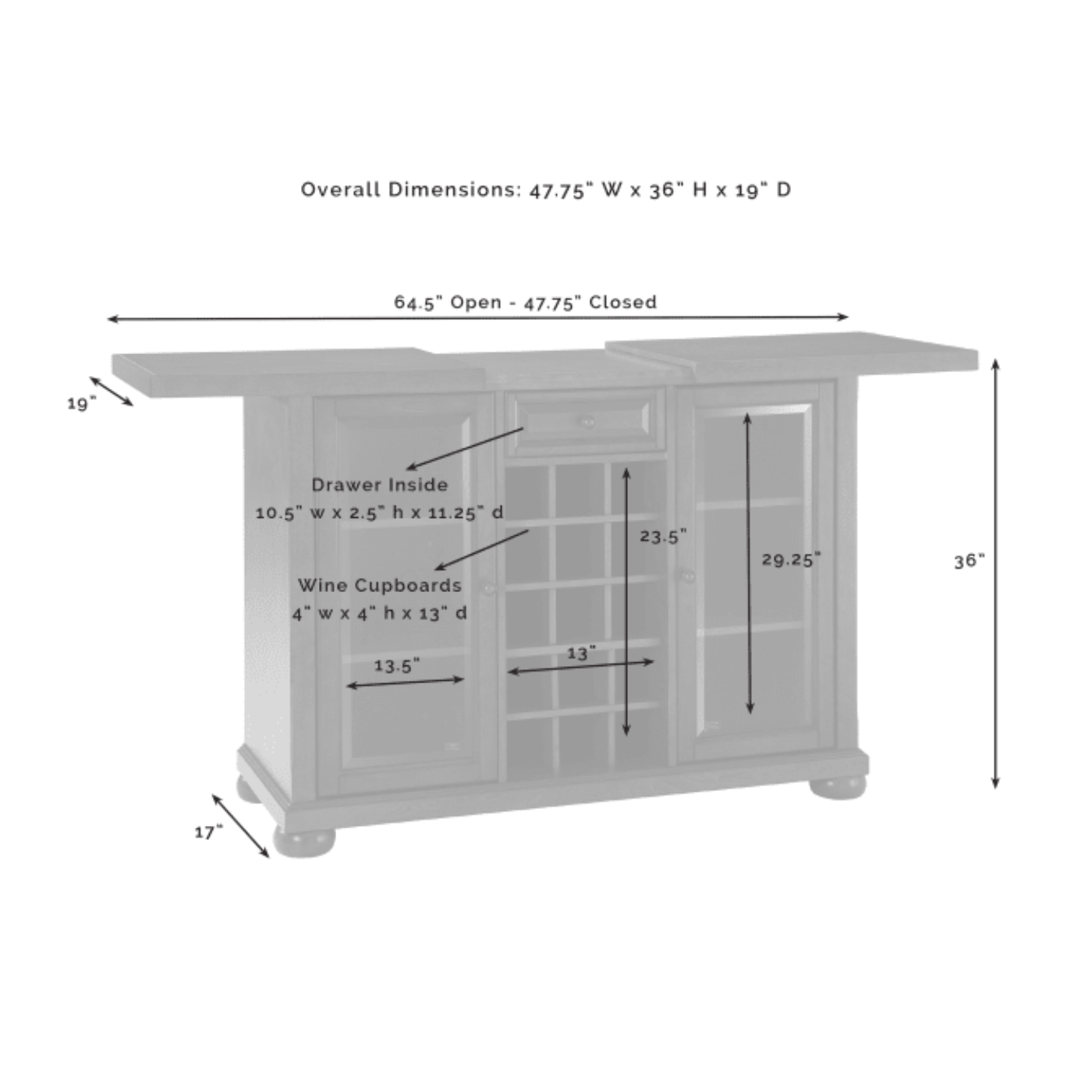 Crosley Alexandria Sliding Top Bar Cabinet - KF40002A