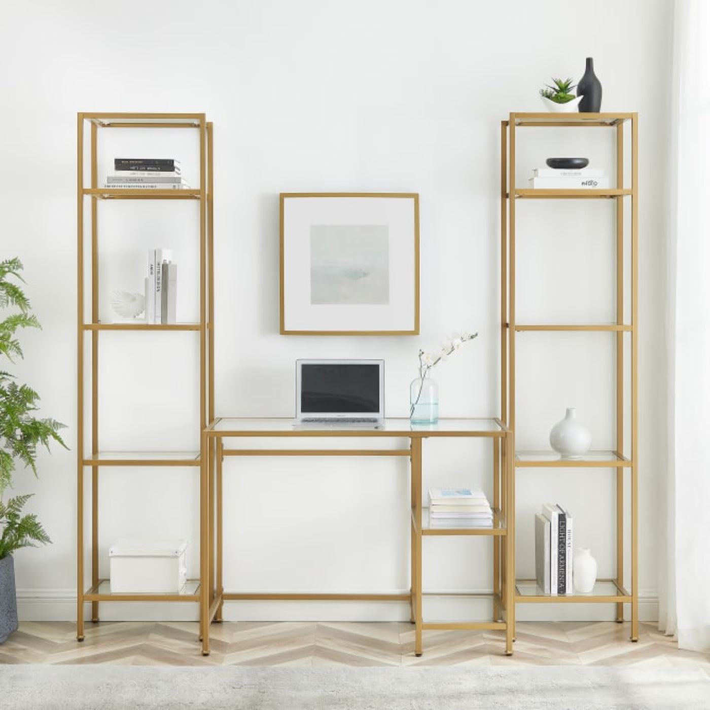 Crosley Aimee 78 Inch 3pc Desk And Etagere Set - KF65005GL