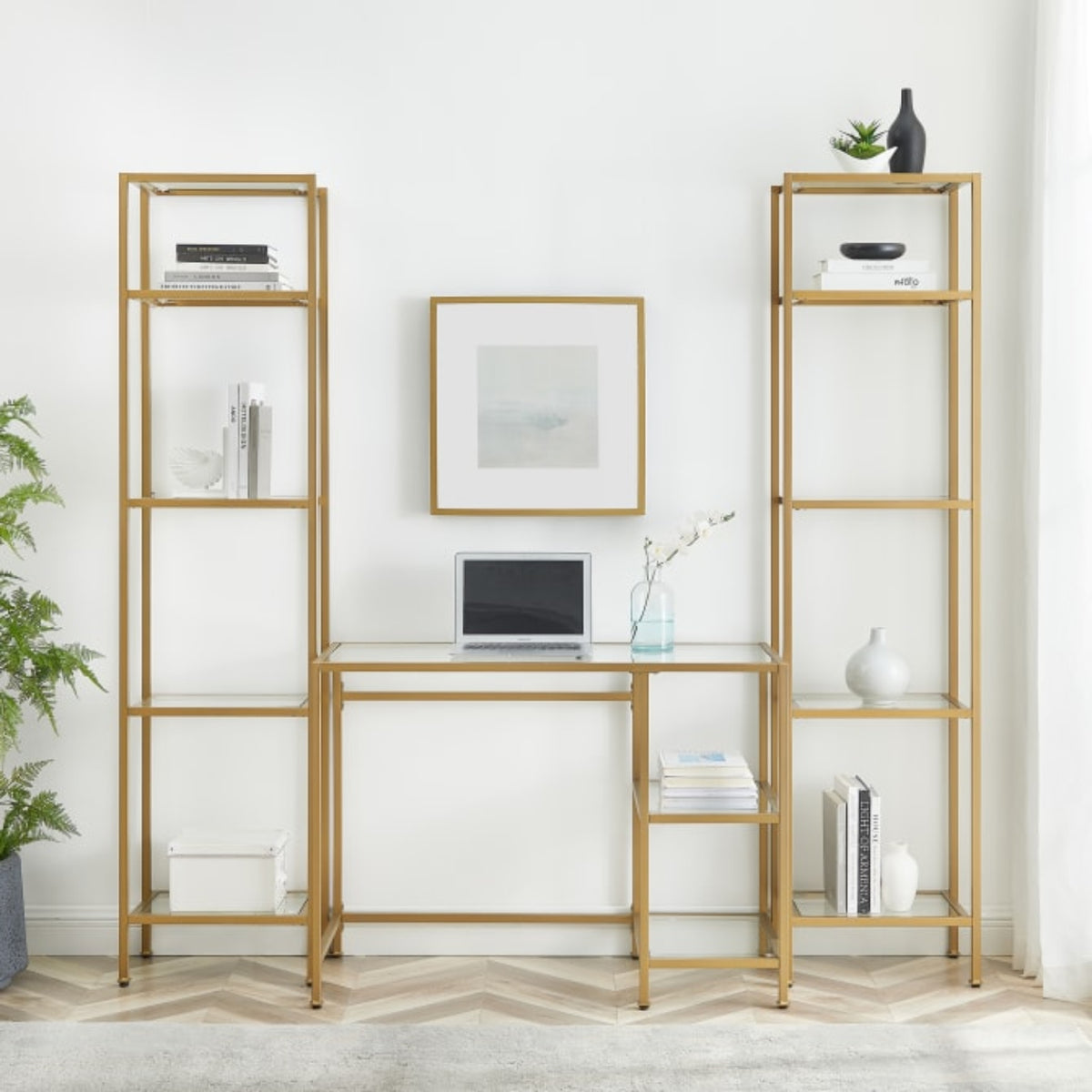 Crosley Aimee 78 Inch 3pc Desk And Etagere Set - KF65005GL