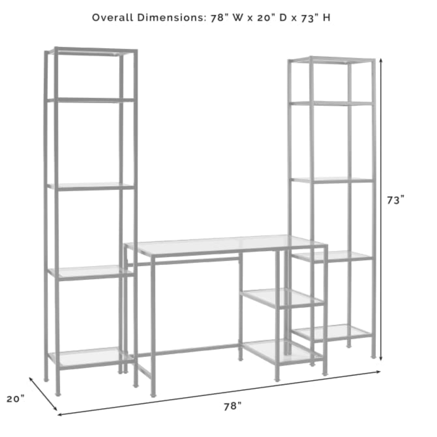 Crosley Aimee 78 Inch 3pc Desk And Etagere Set - KF65005GL