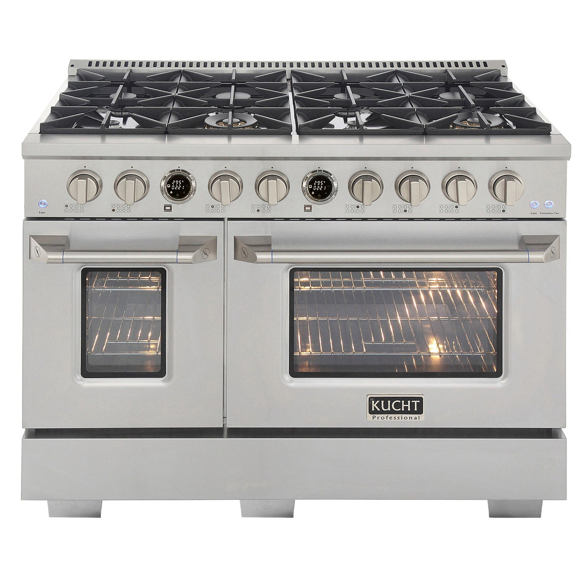 Kucht 48" 6.7 cu. ft. 8 Burner Propane Gas Dual Fuel Range in Stainless Steel with Digital Thermostat - KXP48-SS/LP