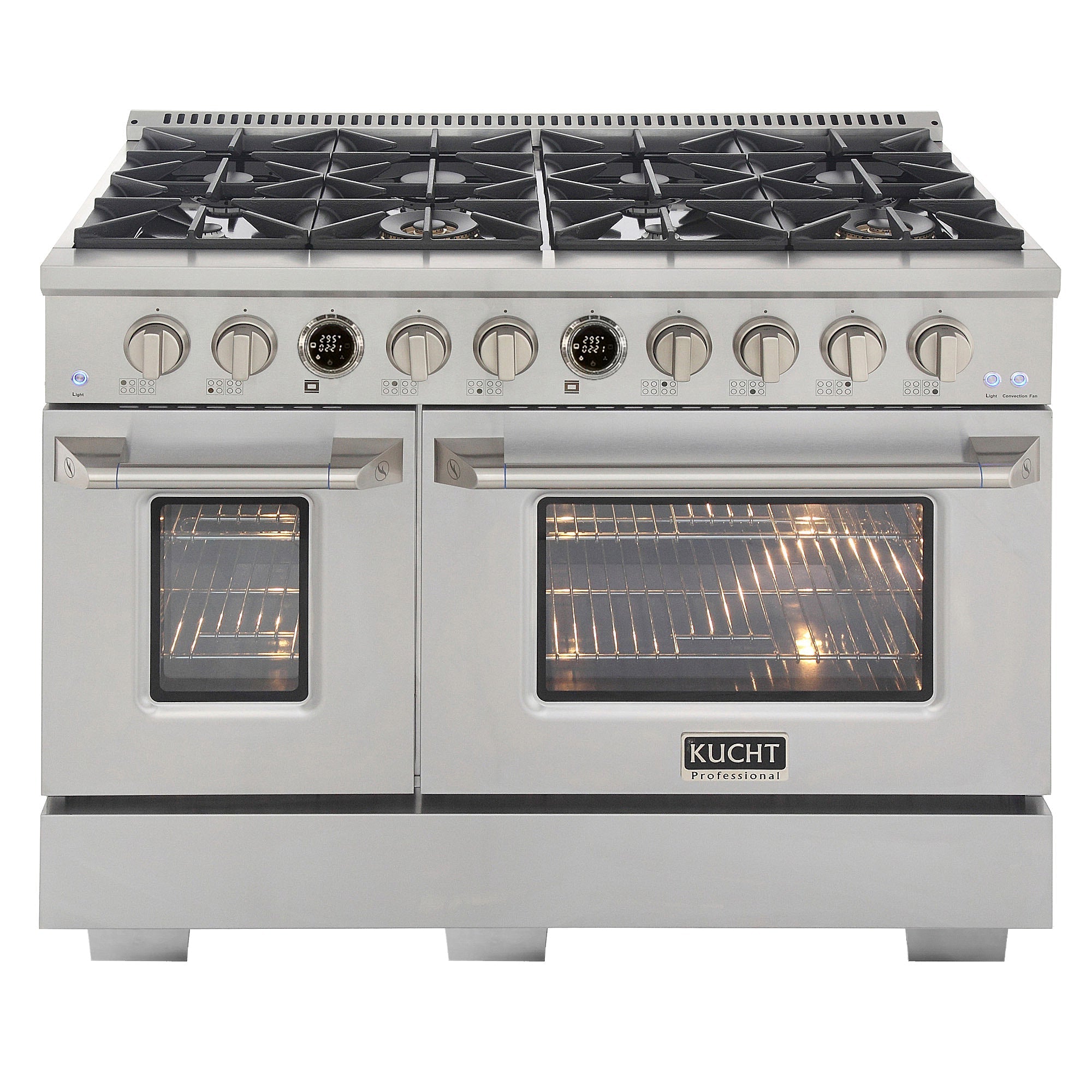 Kucht 48" 6.7 cu. ft. 8 Burner Propane Gas Dual Fuel Range in Stainless Steel with Digital Thermostat - KXP48-SS/LP