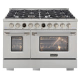 Kucht 48" 6.7 cu. ft. 8 Burner Propane Gas Dual Fuel Range in Stainless Steel with Digital Thermostat - KXP48-SS/LP