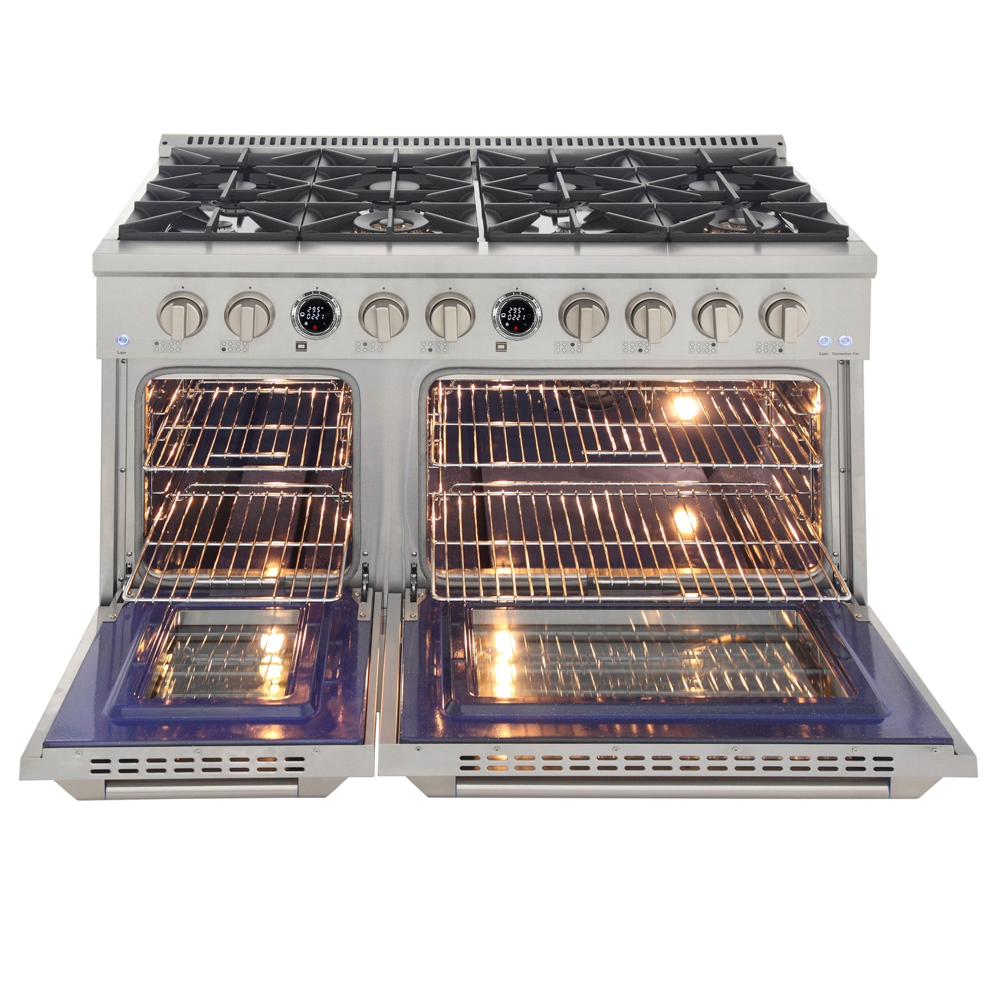 Kucht 48" 6.7 cu. ft. 8 Burner Propane Gas Dual Fuel Range in Stainless Steel with Digital Thermostat - KXP48-SS/LP